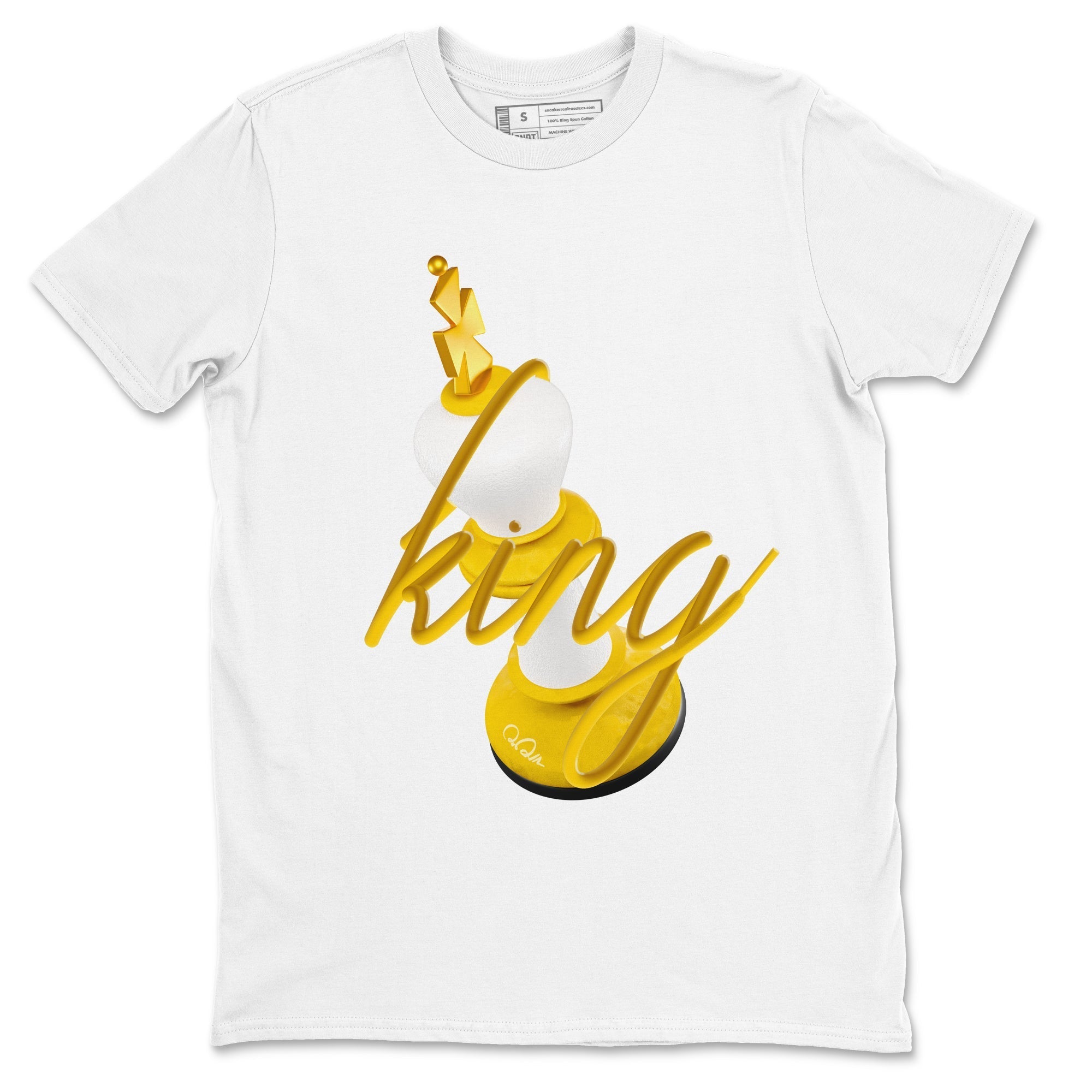 6s Yellow Ochre shirt to match jordans 3D King sneaker tees streetwear brand Air Jordan 6 Yellow Ochre Drip Gear Zone Brand Unisex White 2 T-Shirt