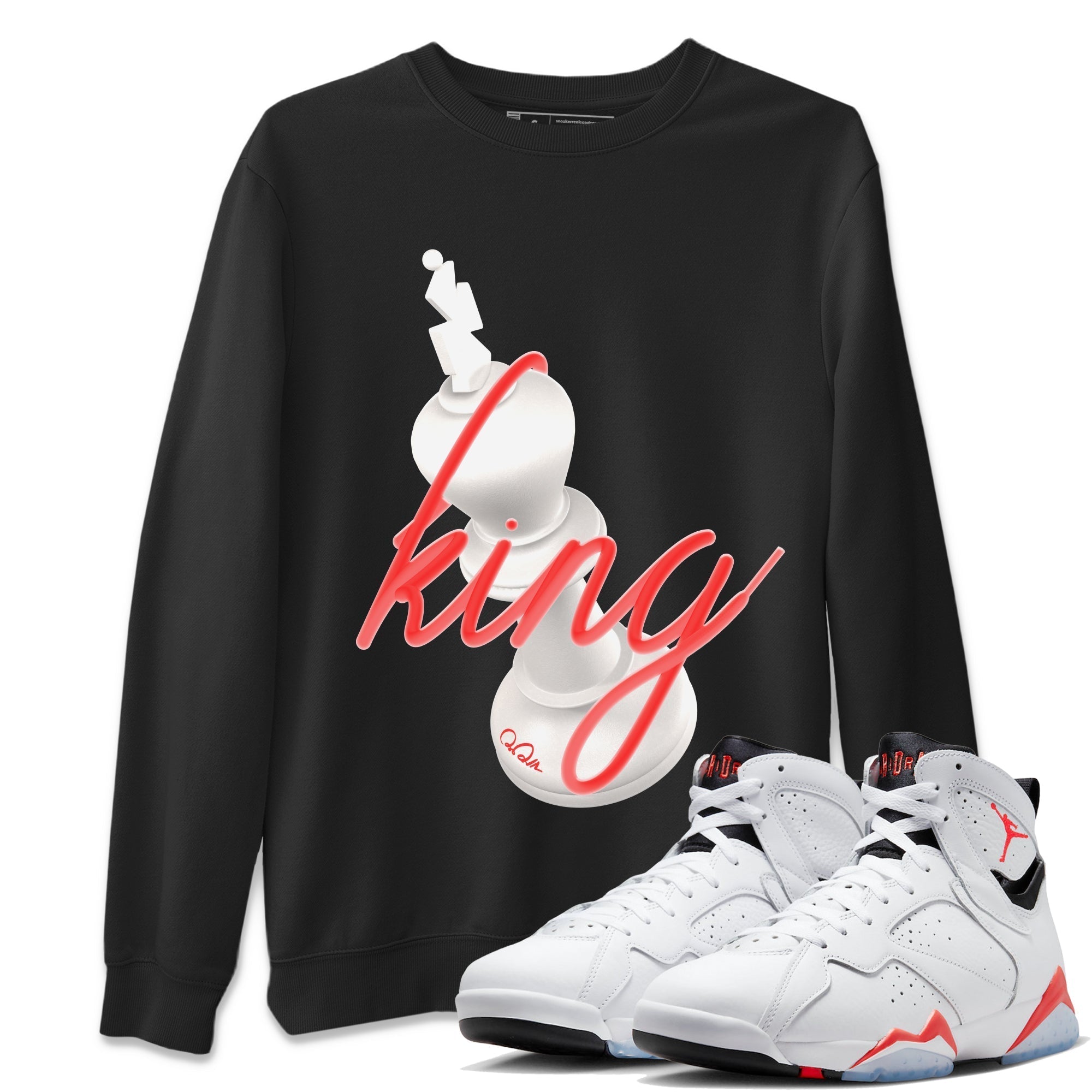 Air Jordan 7 Infrared Sneaker Match Tees 3D King Streetwear Sneaker Shirt AJ7 Infrared Sneaker Release Tees Unisex Shirts Black 1