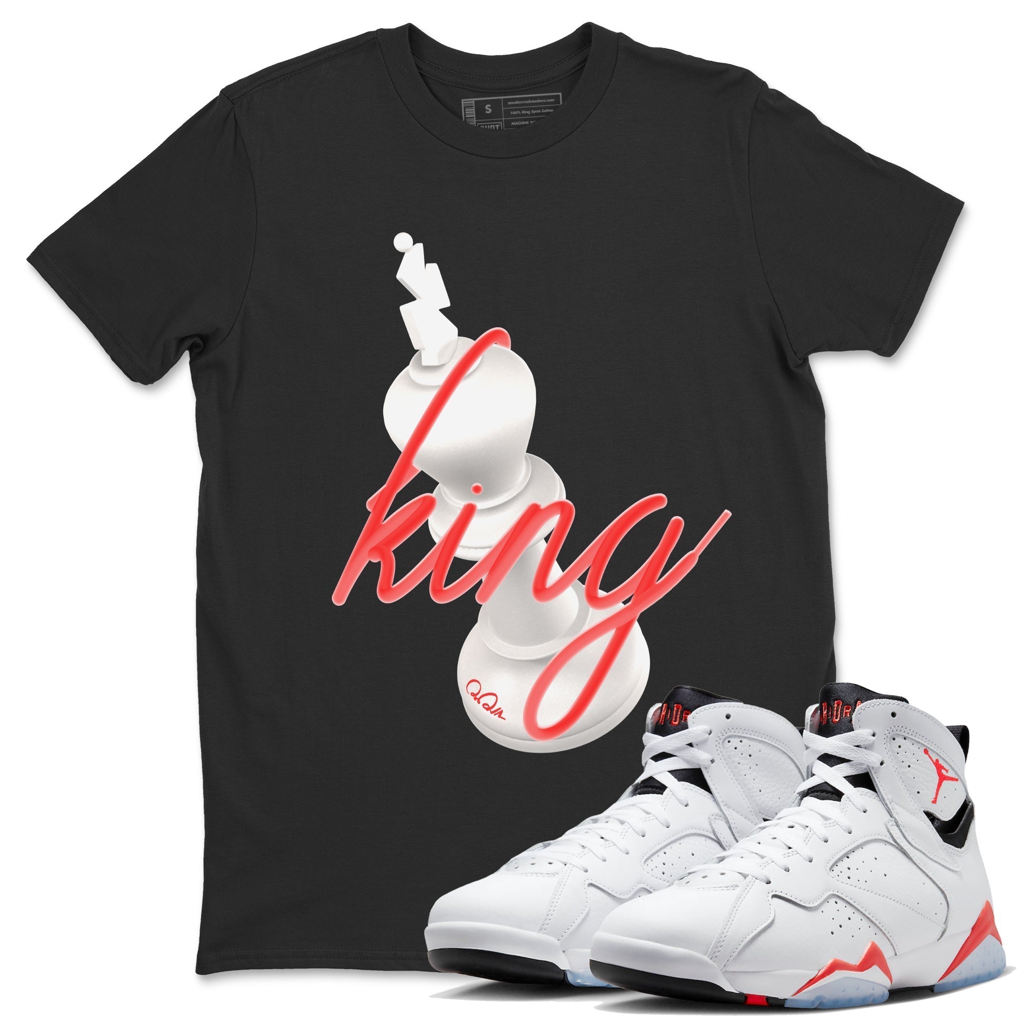Air Jordan 7 Infrared Sneaker Match Tees 3D King Streetwear Sneaker Shirt AJ7 Infrared Sneaker Release Tees Unisex Shirts Black 1