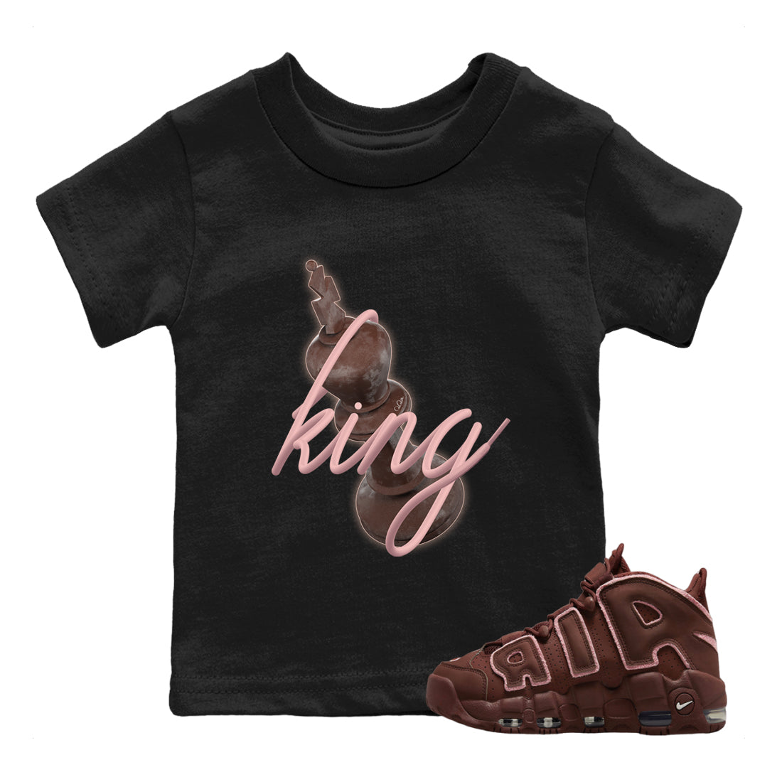 Air More Uptempo Valentines Day Shirt To Match Jordans 3D King Sneaker Tees Nike Uptempo Valentines Day Drip Gear Zone Sneaker Matching Clothing Kids Shirts Black 1