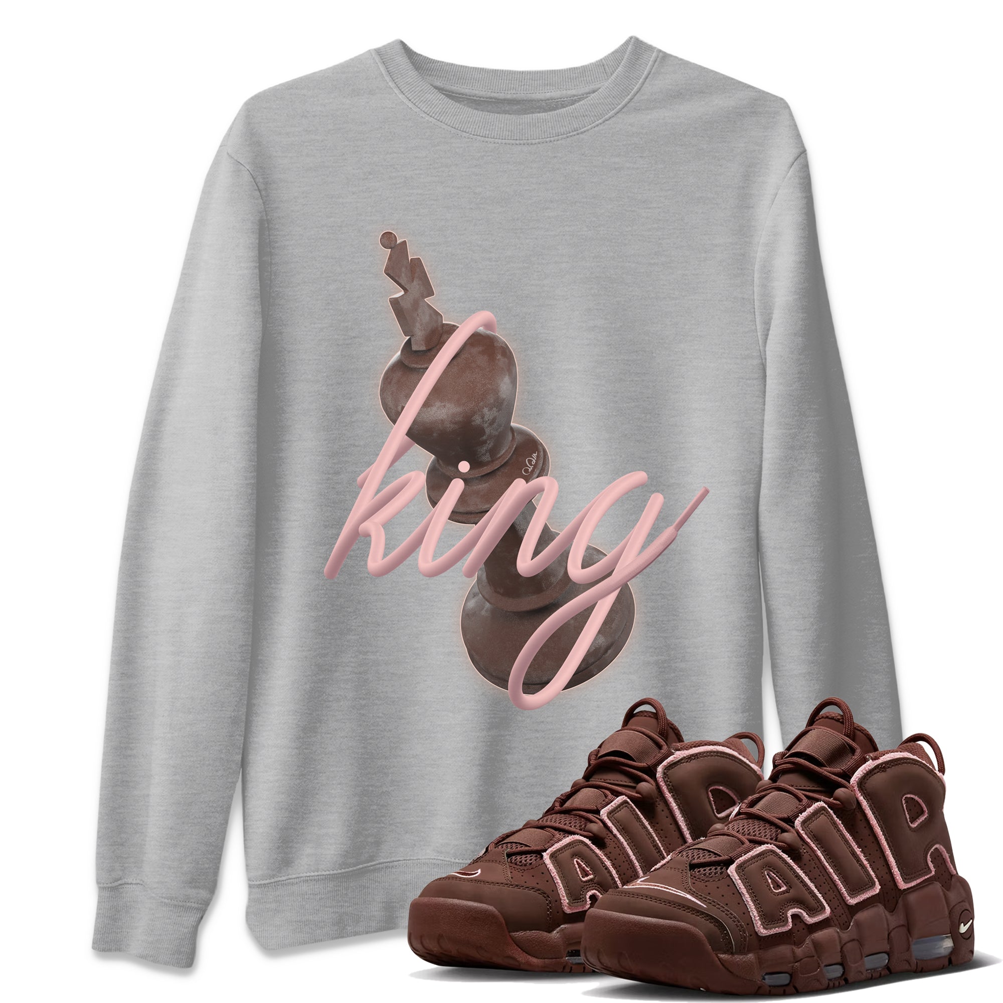 Air More Uptempo Valentines Day Shirt To Match Jordans 3D King Sneaker Tees Nike Uptempo Valentines Day Drip Gear Zone Sneaker Matching Clothing Unisex Shirts Heather Grey 1