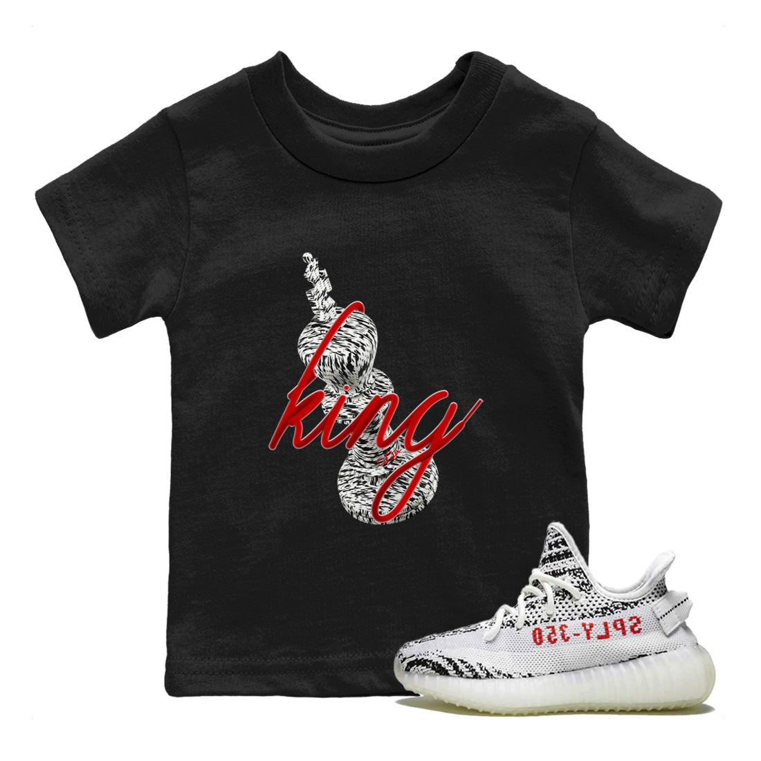 Yeezy 350 Zebra Sneaker Match Tees 3D King Streetwear Sneaker Shirt Yeezy Boost 350 V2 Zebra Sneaker Release Tees Kids Shirts Black 1