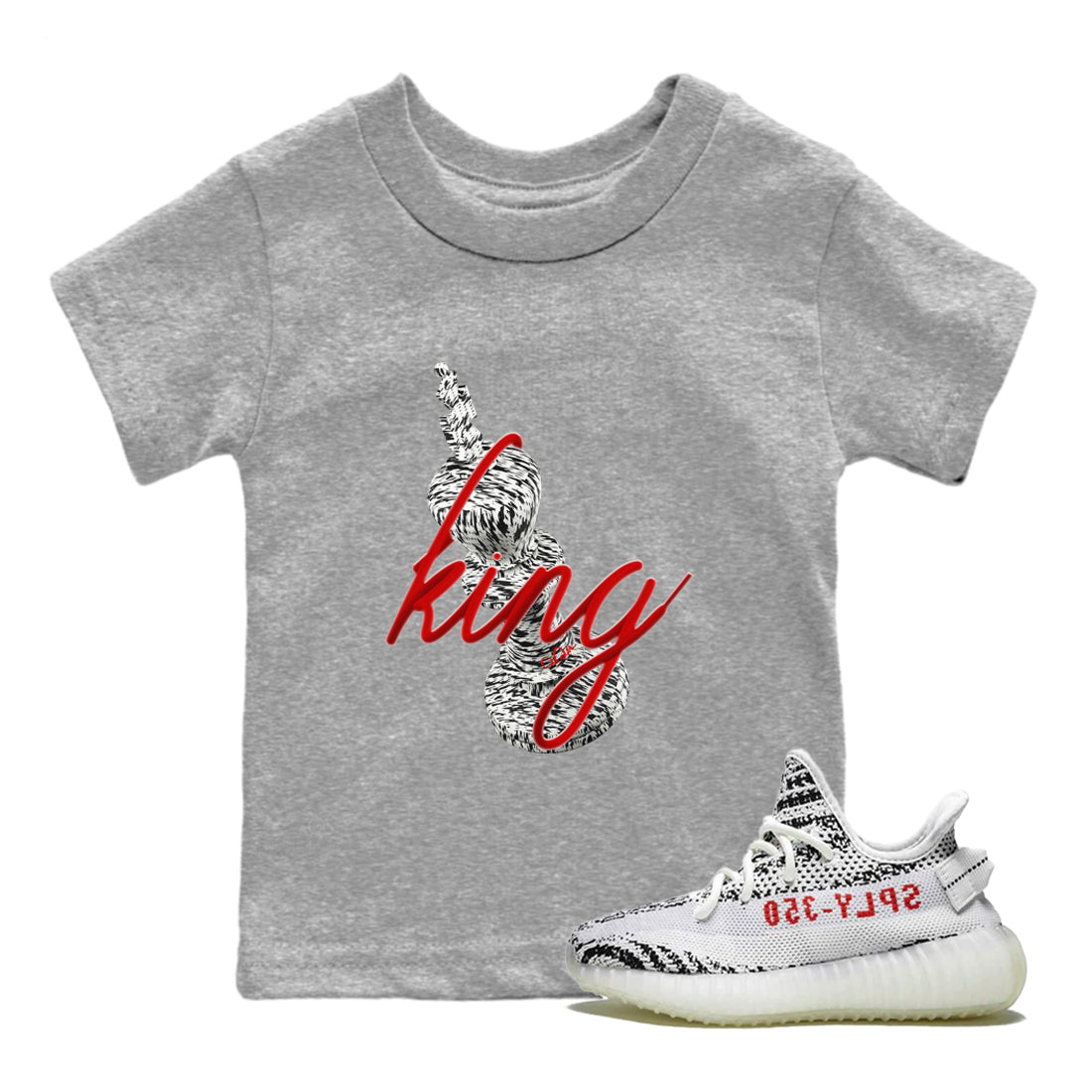 Yeezy 350 Zebra Sneaker Match Tees 3D King Streetwear Sneaker Shirt Yeezy Boost 350 V2 Zebra Sneaker Release Tees Kids Shirts Heather Grey 1