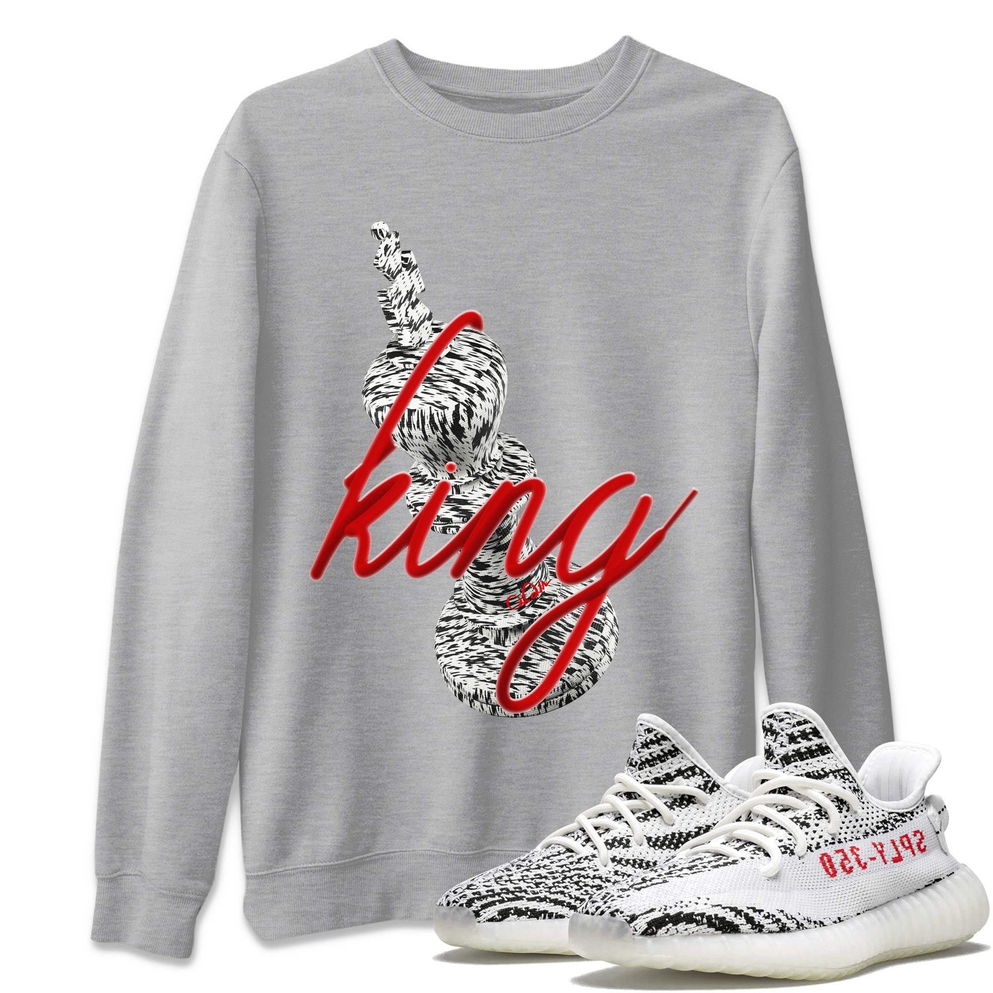Yeezy 350 Zebra Sneaker Match Tees 3D King Streetwear Sneaker Shirt Yeezy Boost 350 V2 Zebra Sneaker Release Tees Unisex Shirts Heather Grey 1