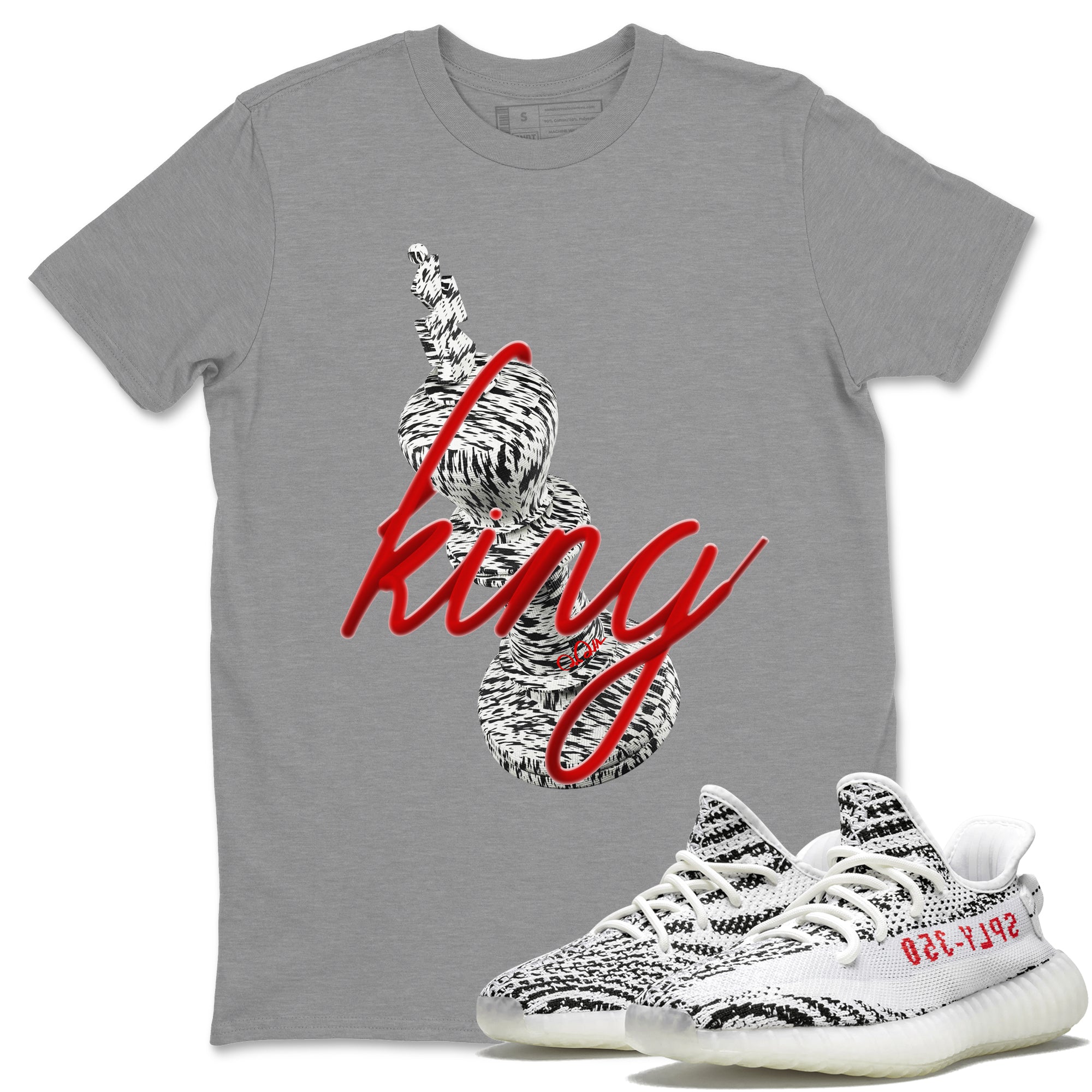 Yeezy 350 Zebra Sneaker Match Tees 3D King Streetwear Sneaker Shirt Yeezy Boost 350 V2 Zebra Sneaker Release Tees Unisex Shirts Heather Grey 1