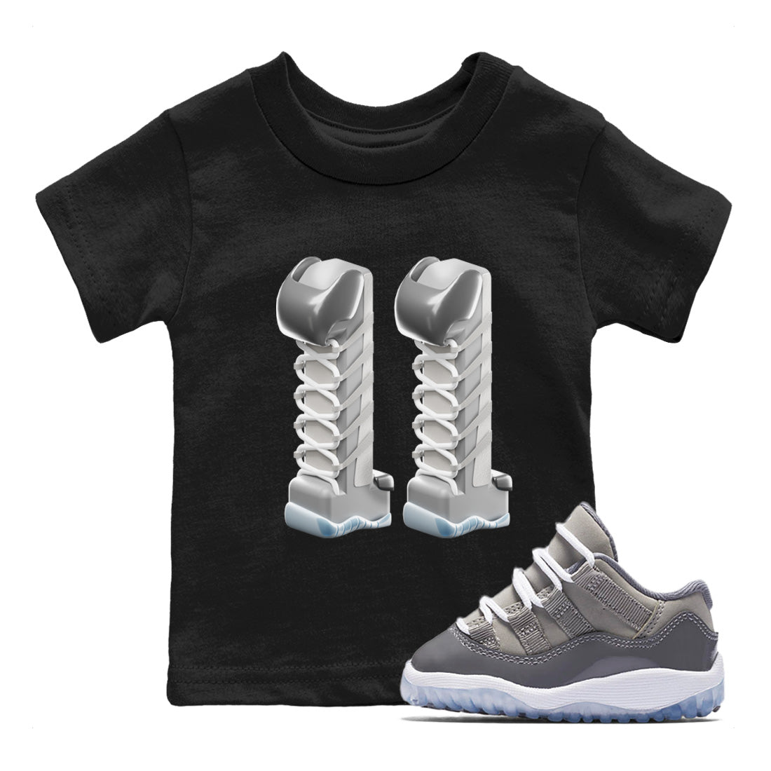 Air Jordan 11 Cool Grey Shirt To Match Jordans 3D Number 11 Sneaker Tees Air Jordan 11 Cool Grey Drip Gear Zone Sneaker Matching Clothing Kids Shirts