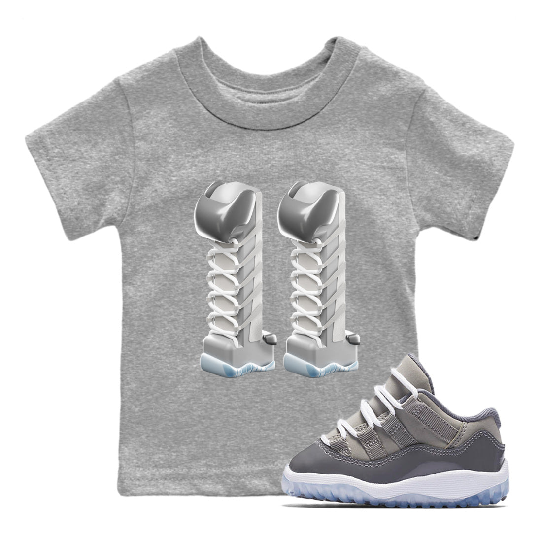 Air Jordan 11 Cool Grey Shirt To Match Jordans 3D Number 11 Sneaker Tees Air Jordan 11 Cool Grey Drip Gear Zone Sneaker Matching Clothing Kids Shirts
