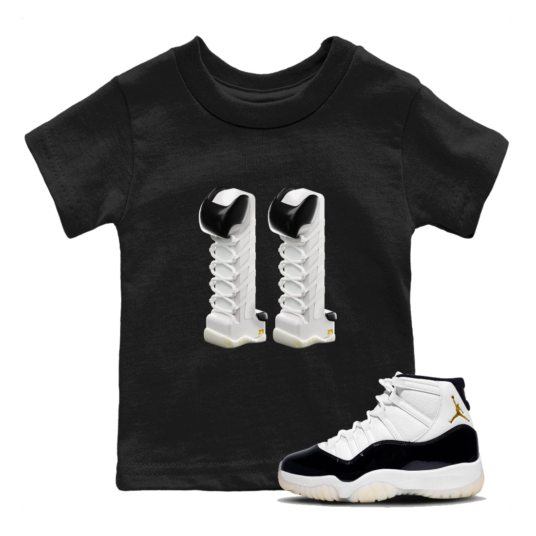 11s Gratitude shirt to match jordans 3D Number 11 sneaker tees Air Jordan 11 Gratitude Drip Gear Zone Baby Toddler Black 1 T-Shirt