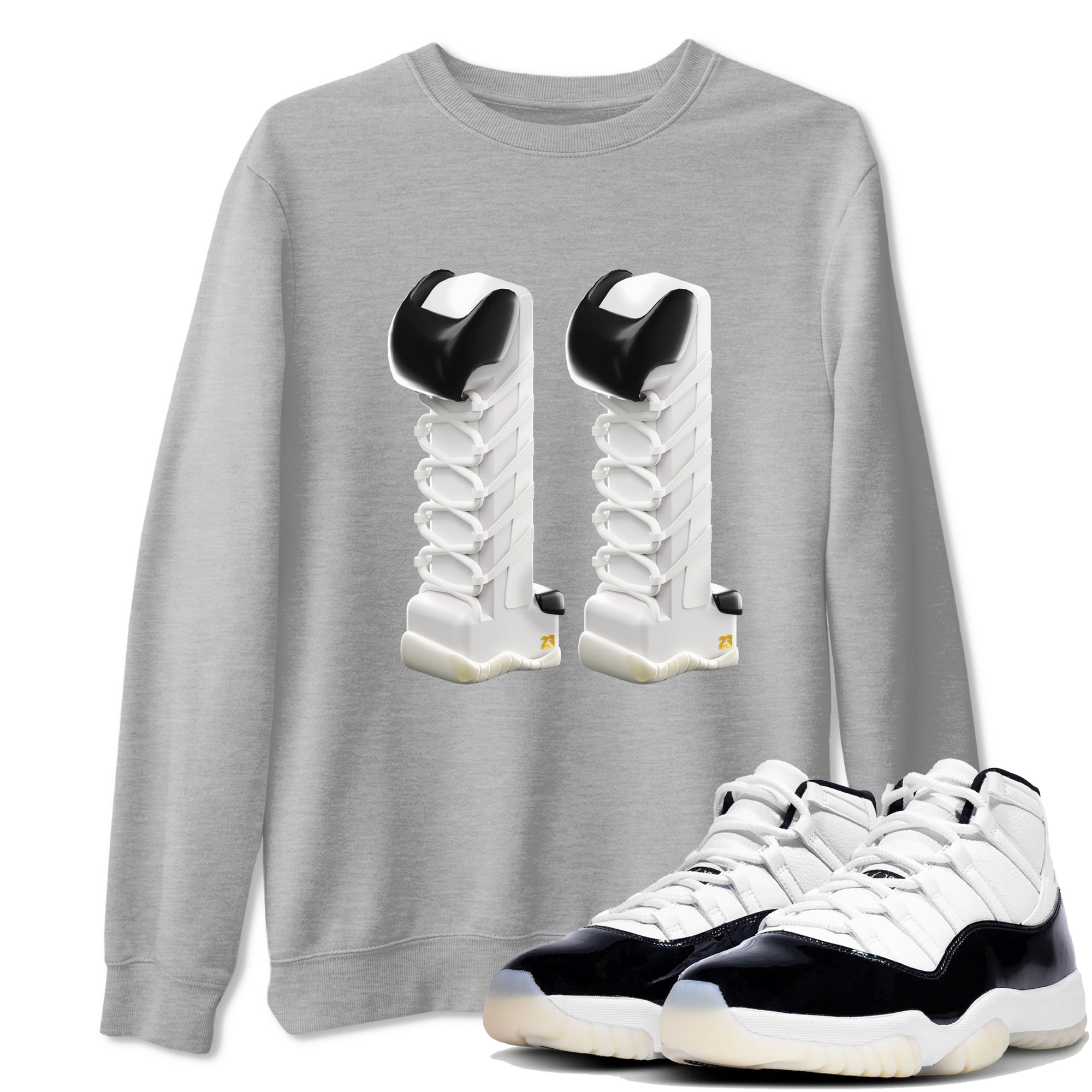 11s Gratitude shirt to match jordans 3D Number 11 sneaker tees Air Jordan 11 Gratitude Drip Gear Zone Unisex Heather Grey 1 T-Shirt