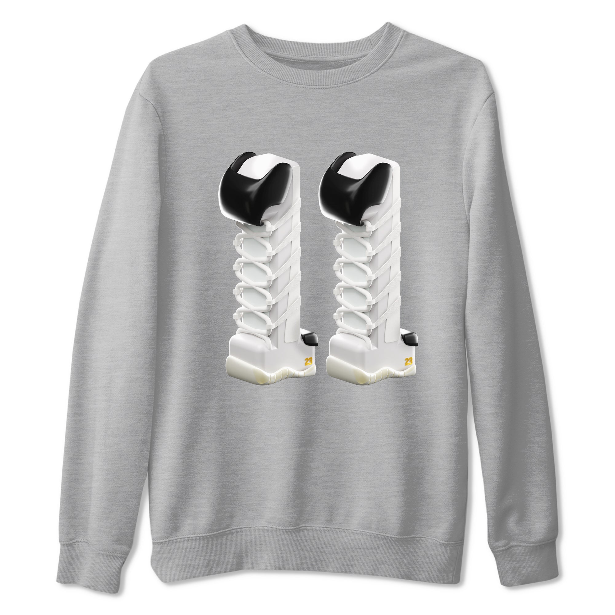 11s Gratitude shirt to match jordans 3D Number 11 sneaker tees Air Jordan 11 Gratitude Drip Gear Zone Unisex Heather Grey 2 T-Shirt