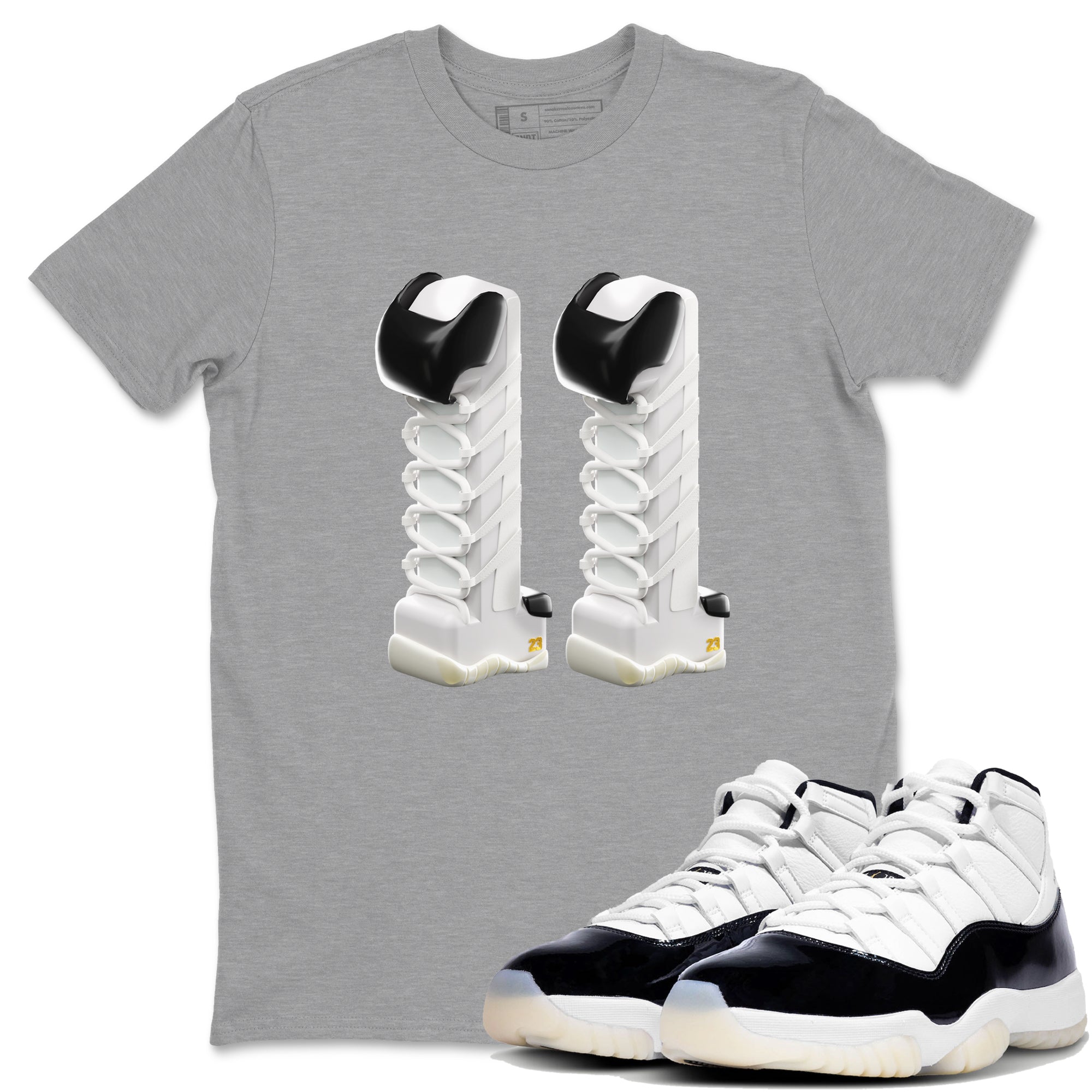11s Gratitude shirt to match jordans 3D Number 11 sneaker tees Air Jordan 11 Gratitude Drip Gear Zone Unisex Heather Grey 1 T-Shirt