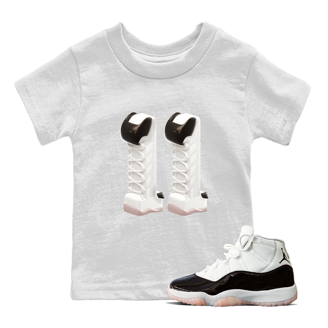 Air Jordan 11 Neapolitan shirt to match jordans 3D Number 11 sneaker matching t-shirts and clothing AJ11 Neapolitan Drip Gear Zone Youth Kids Toddler White 1 T-Shirt