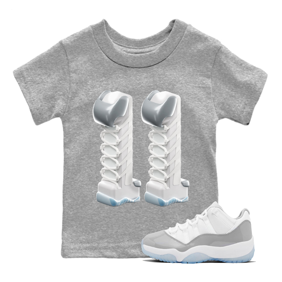 Air Jordan 11 White Cement 3D Number 11 Baby and Kids Sneaker Tees Air Jordan 11 Cement Grey Kids Sneaker Tees Size Chart