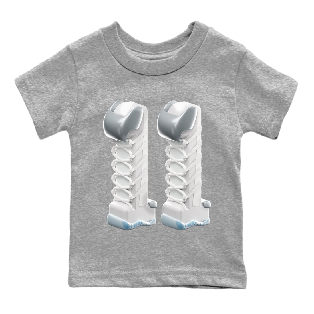 Air Jordan 11 White Cement Sneaker Tees Drip Gear Zone 3D Number 11 Sneaker Tees Air Jordan 11 Cement Grey Shirt Kids Shirts Heather Grey 2