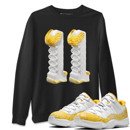 Air Jordan 11 Yellow Python Sneaker Match Tees 3D Number 11 Shirts AJ11 Yellow Python Drip Gear Zone Unisex Shirts Black 1