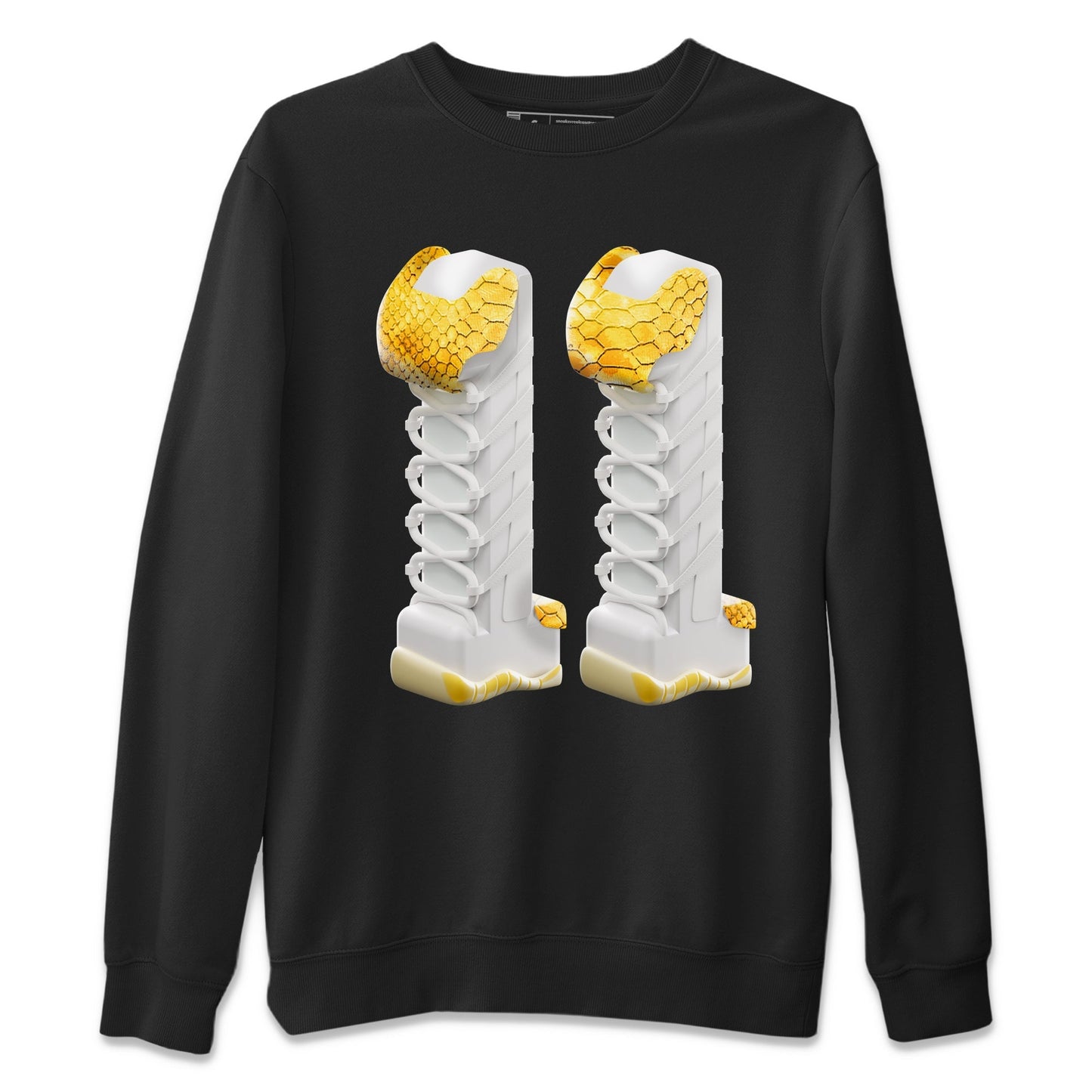 Air Jordan 11 Yellow Python Sneaker Match Tees 3D Number 11 Shirts AJ11 Yellow Python Drip Gear Zone Unisex Shirts Black 2