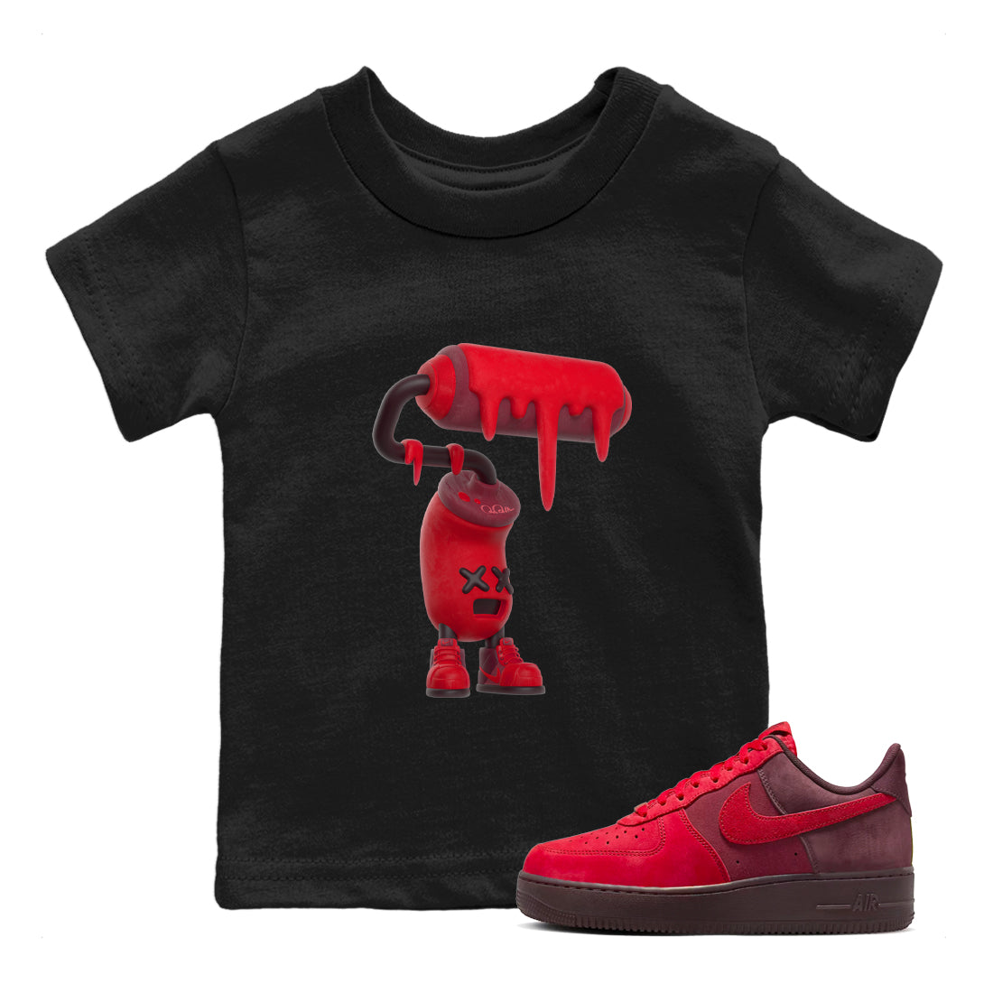 Air Force 1 Layers of Love shirt to match jordans 3D Paint Roller sneaker tees af1 Layers of Love Drip Gear Zone baby toddler Black 1 cotton Shirt