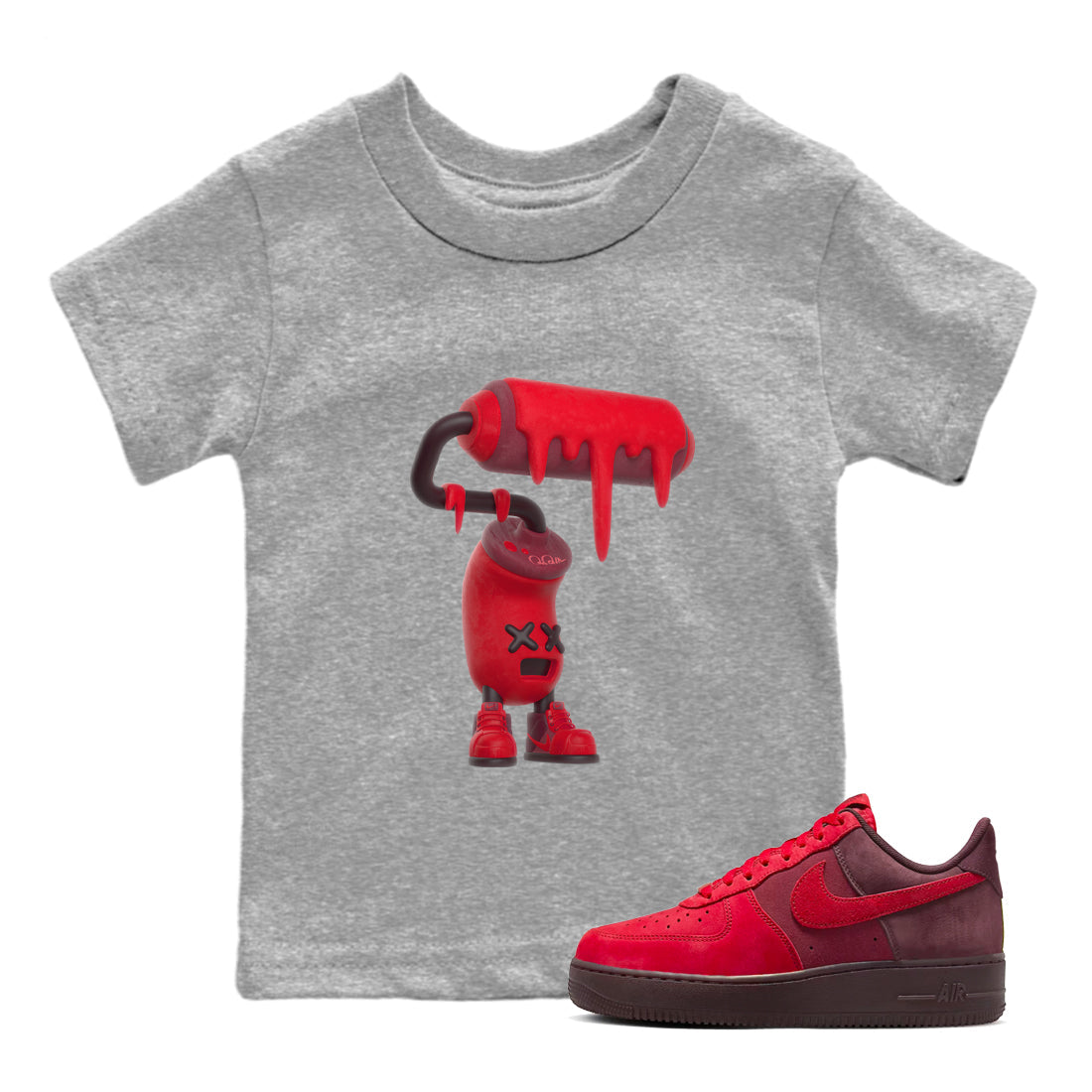 Air Force 1 Layers of Love shirt to match jordans 3D Paint Roller sneaker tees af1 Layers of Love Drip Gear Zone baby toddler Heather Grey 1 cotton Shirt