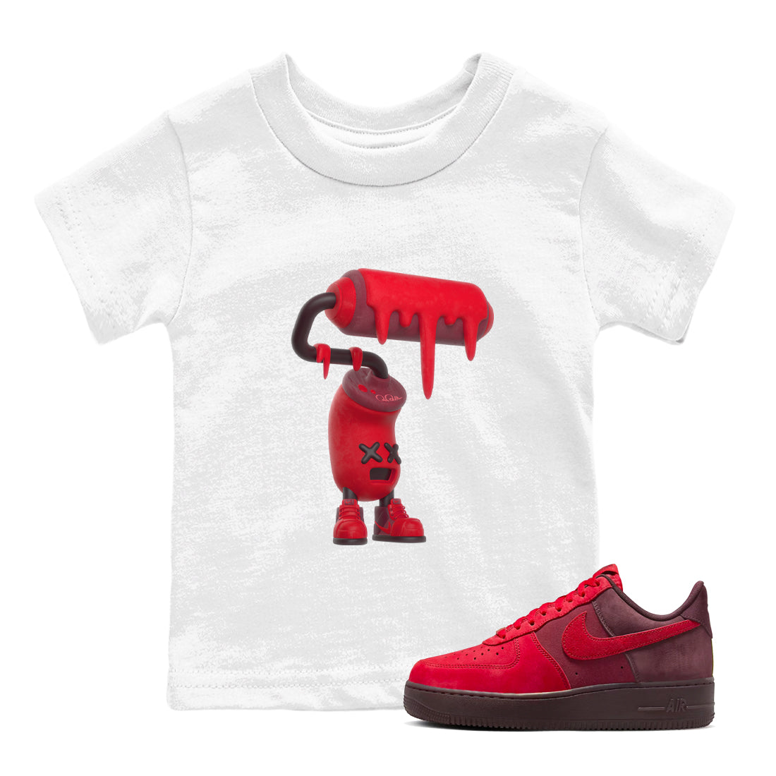 Air Force 1 Layers of Love shirt to match jordans 3D Paint Roller sneaker tees af1 Layers of Love Drip Gear Zone baby toddler White 1 cotton Shirt