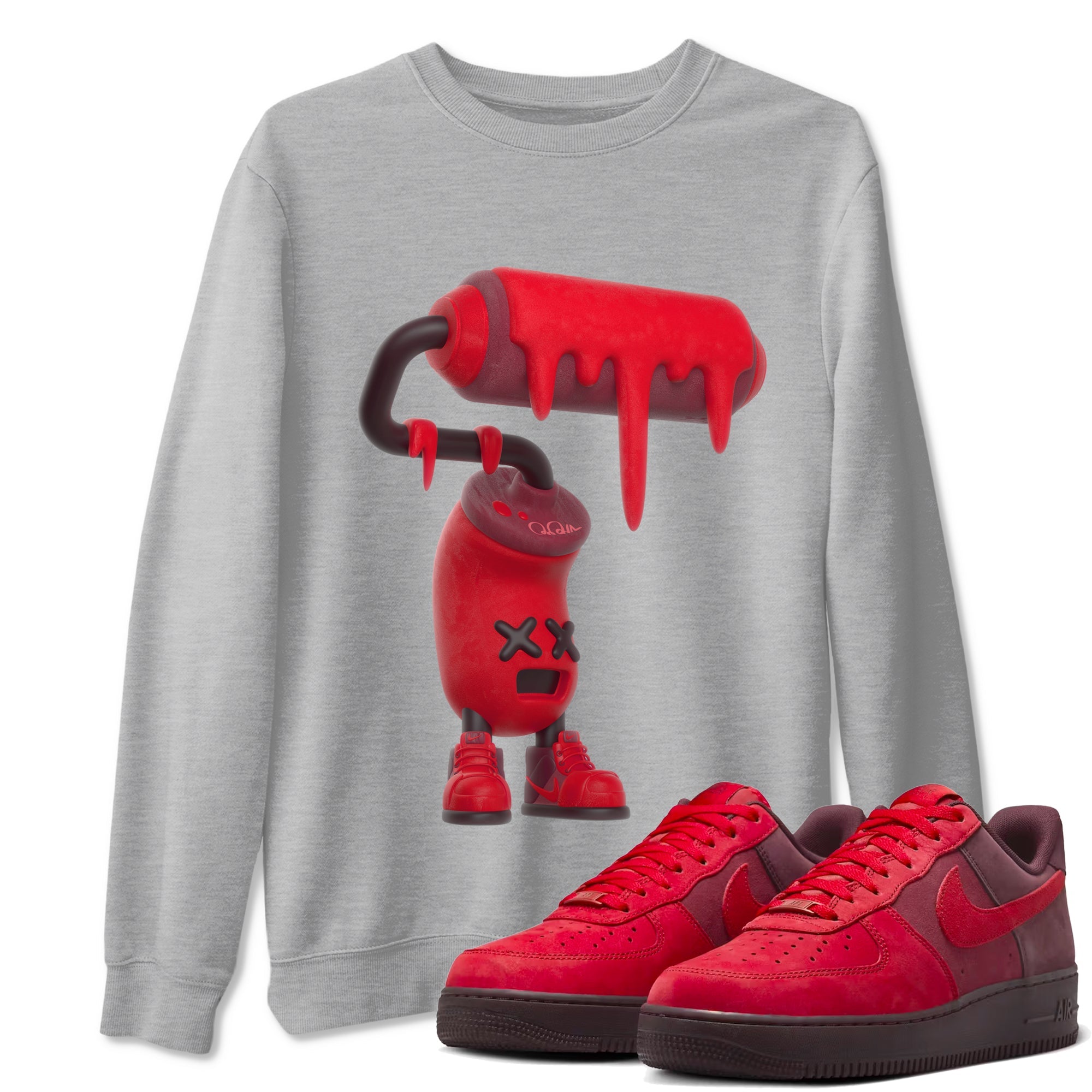 Air Force 1 Layers of Love shirt to match jordans 3D Paint Roller sneaker tees af1 Layers of Love Drip Gear Zone unisex cotton Heather Grey 1 crew neck shirt