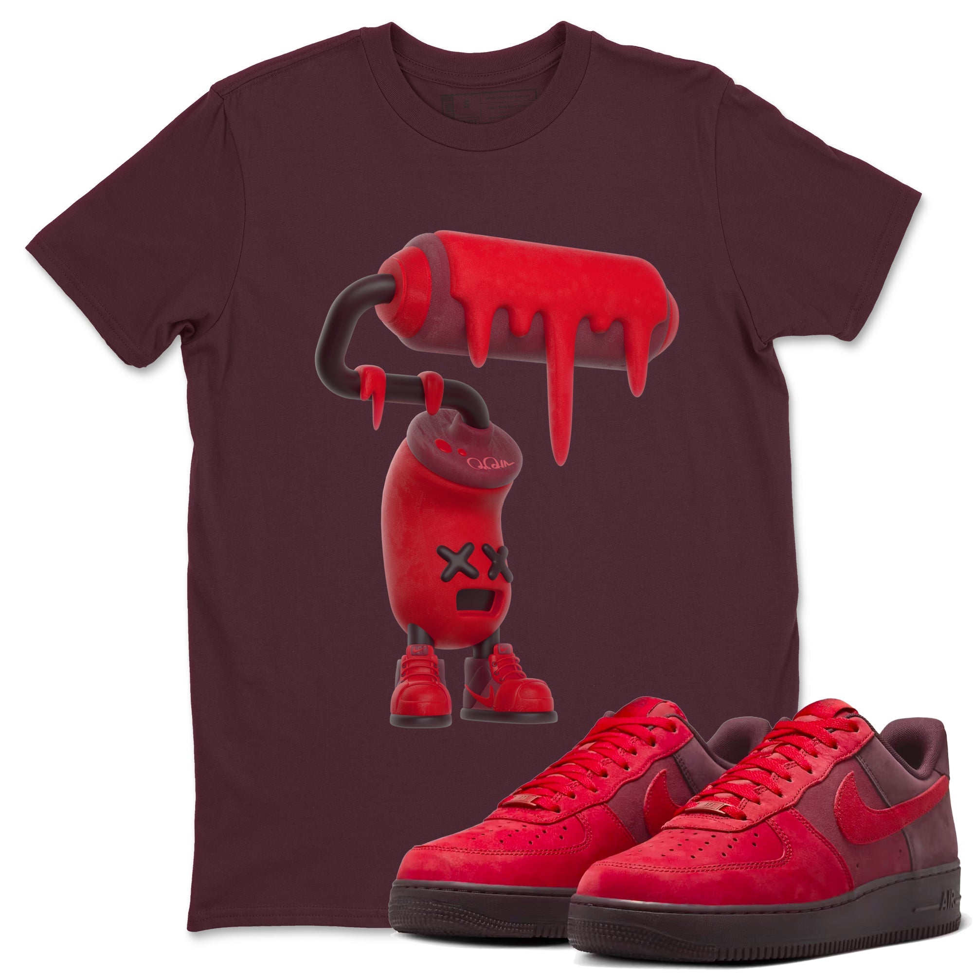 Air Force 1 Layers of Love shirt to match jordans 3D Paint Roller sneaker tees af1 Layers of Love Drip Gear Zone unisex cotton Maroon 1 crew neck shirt
