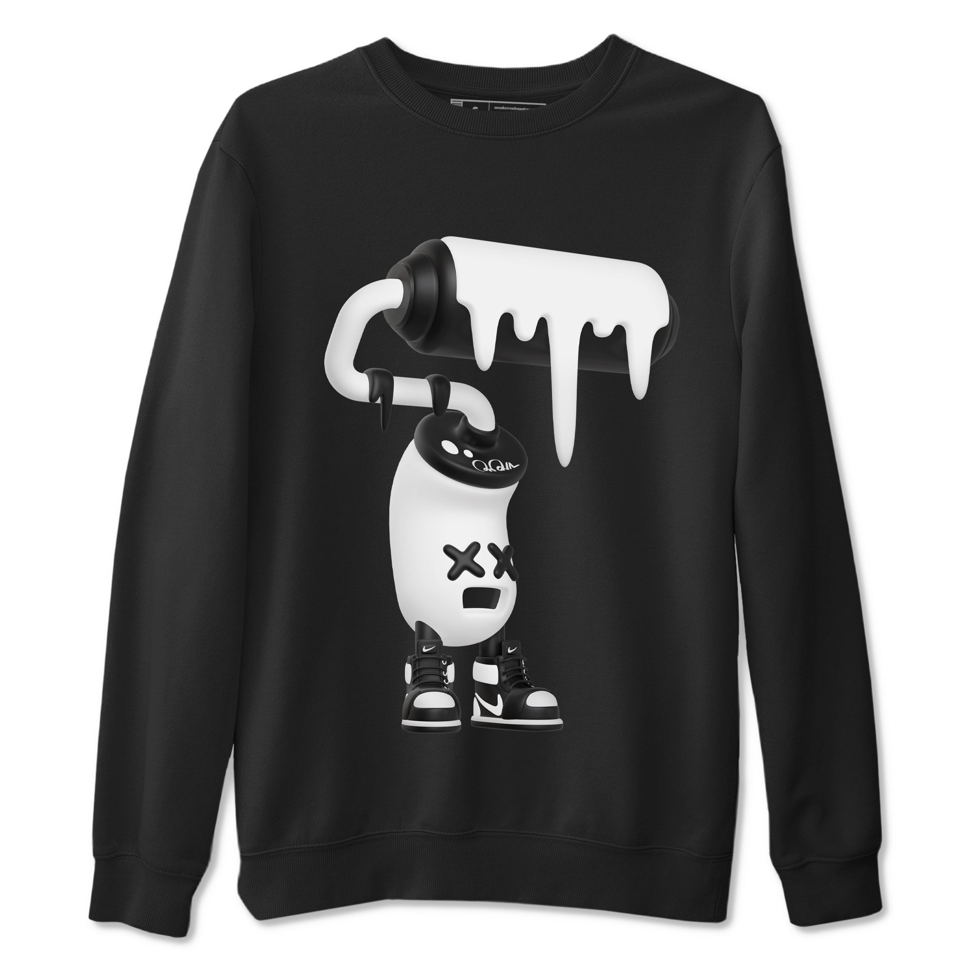 1s Black White shirt to match jordans 3D Paint Roller sneaker tees Air Jordan 1 High OG Black White Drip Gear Zone unisex cotton Black 2 crew neck shirt