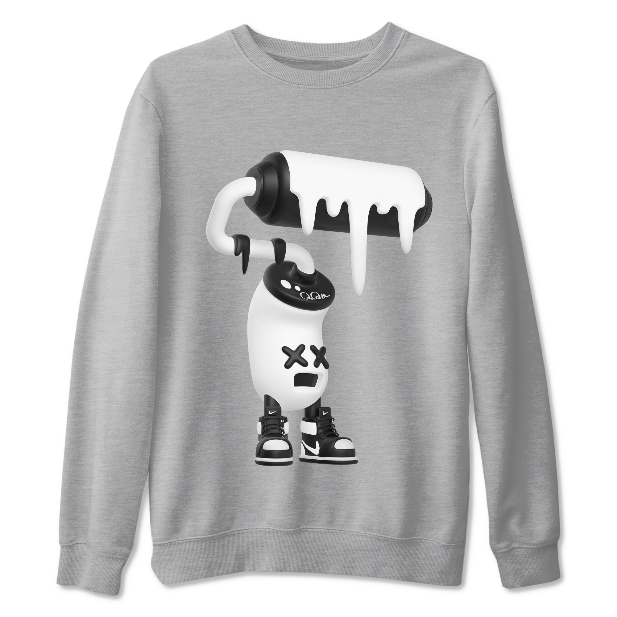 1s Black White shirt to match jordans 3D Paint Roller sneaker tees Air Jordan 1 High OG Black White Drip Gear Zone unisex cotton Heather Grey 2 crew neck shirt