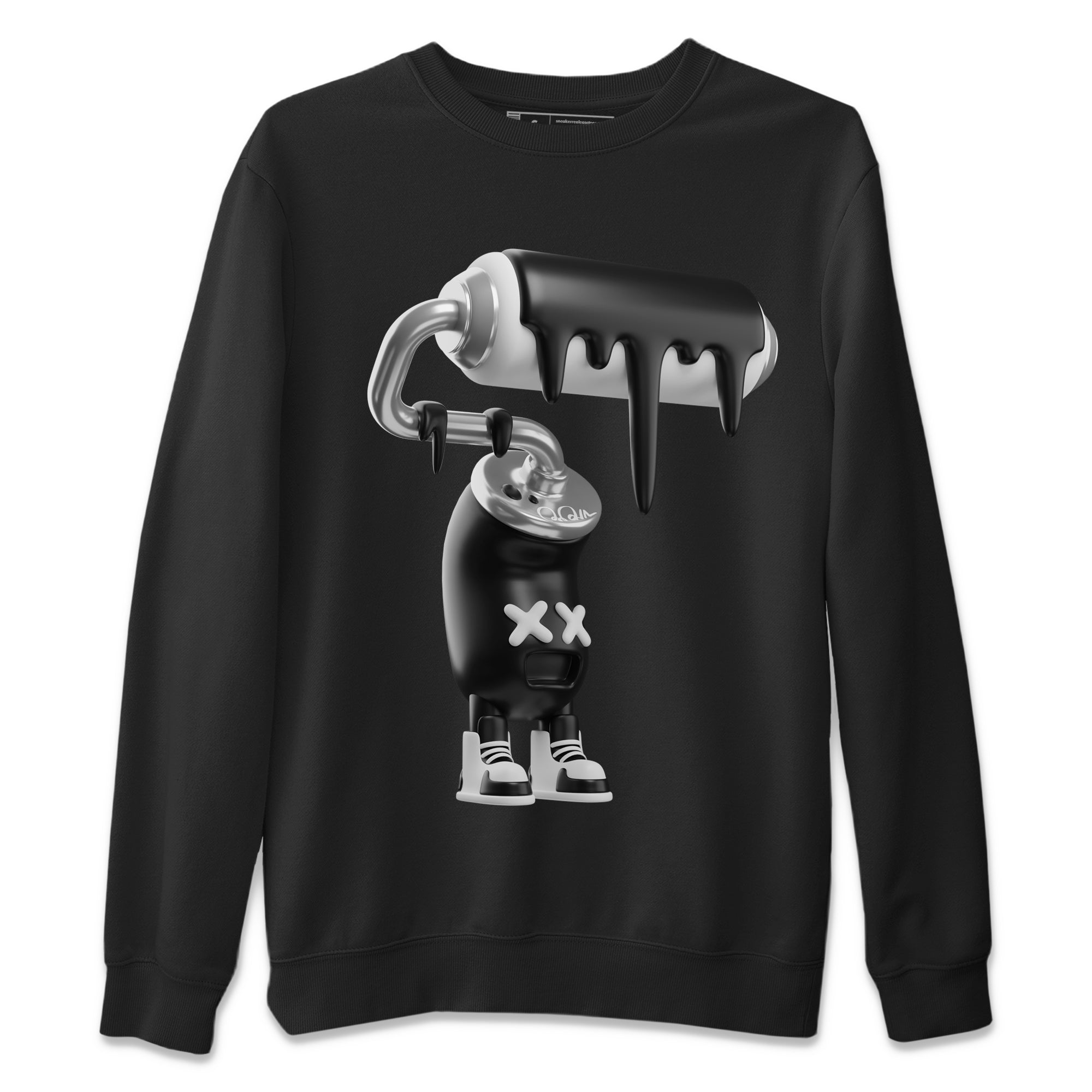 Jordan 1 Black White Sneaker Match Tees 3D Paint Roller Sneaker Tees Jordan 1 Black White Jordan to match sneaker T-Shirt Crew Neck Shirts