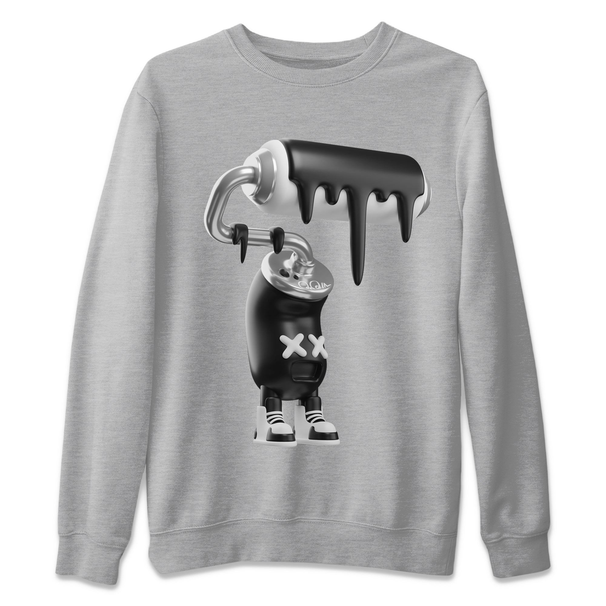 Jordan 1 Black White Sneaker Match Tees 3D Paint Roller Sneaker Tees Jordan 1 Black White Jordan to match sneaker T-Shirt Crew Neck Shirts