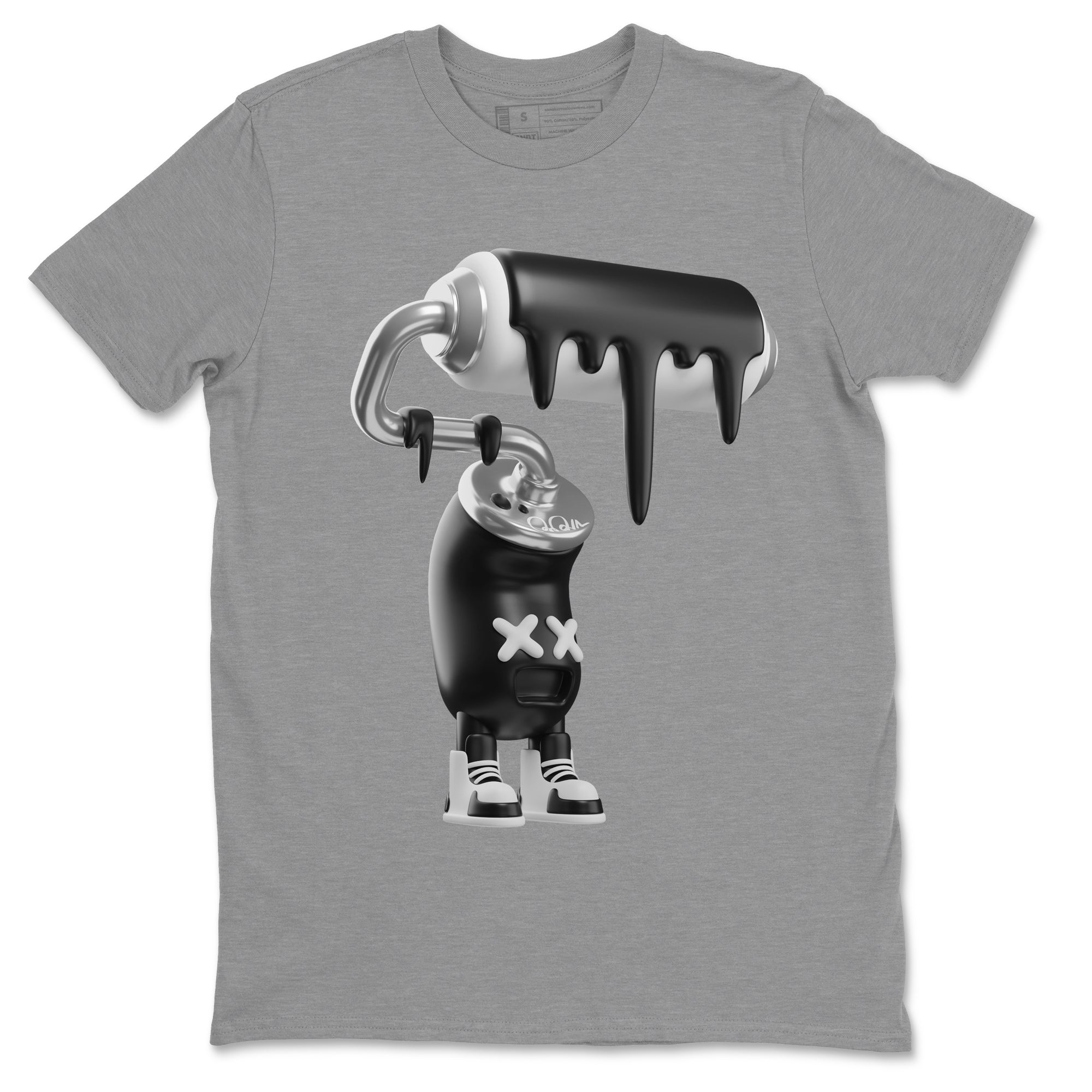 Jordan 1 Black White Sneaker Match Tees 3D Paint Roller Sneaker Tees Jordan 1 Black White Jordan to match sneaker T-Shirt Crew Neck Shirts