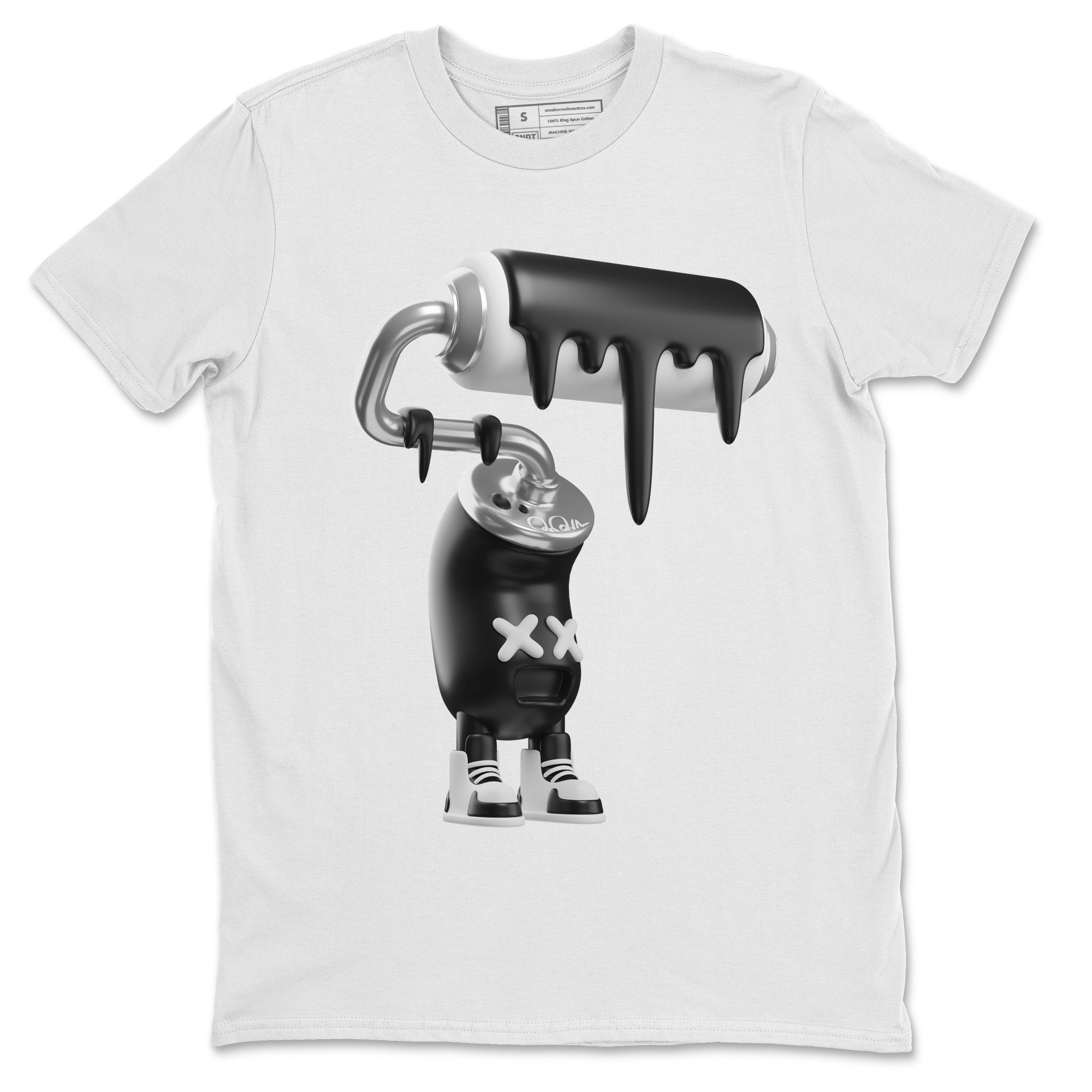 Jordan 1 Black White Sneaker Match Tees 3D Paint Roller Sneaker Tees Jordan 1 Black White Jordan to match sneaker T-Shirt Crew Neck Shirts