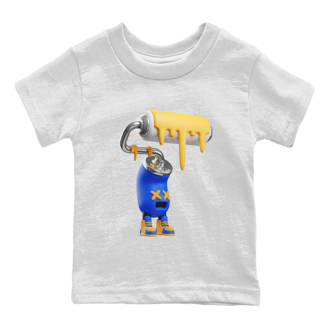Jordan 1 Game Royal Varsity Maize Sneaker Matching T-Shirt 3D Paint Roller Sneaker Tees Jordan 1 Game Royal Varsity Maize Sneaker Release Tees Kids Shirts