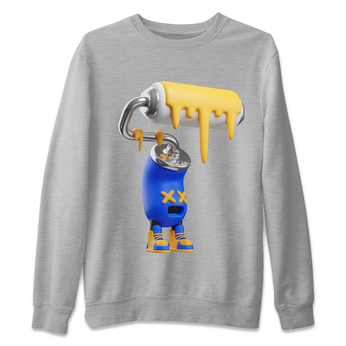 Jordan 1 Game Royal Varsity Maize Sneaker Matching T-Shirt 3D Paint Roller Sneaker Tees Jordan 1 Game Royal Varsity Maize Sneaker Release Tees Crew Neck Tees