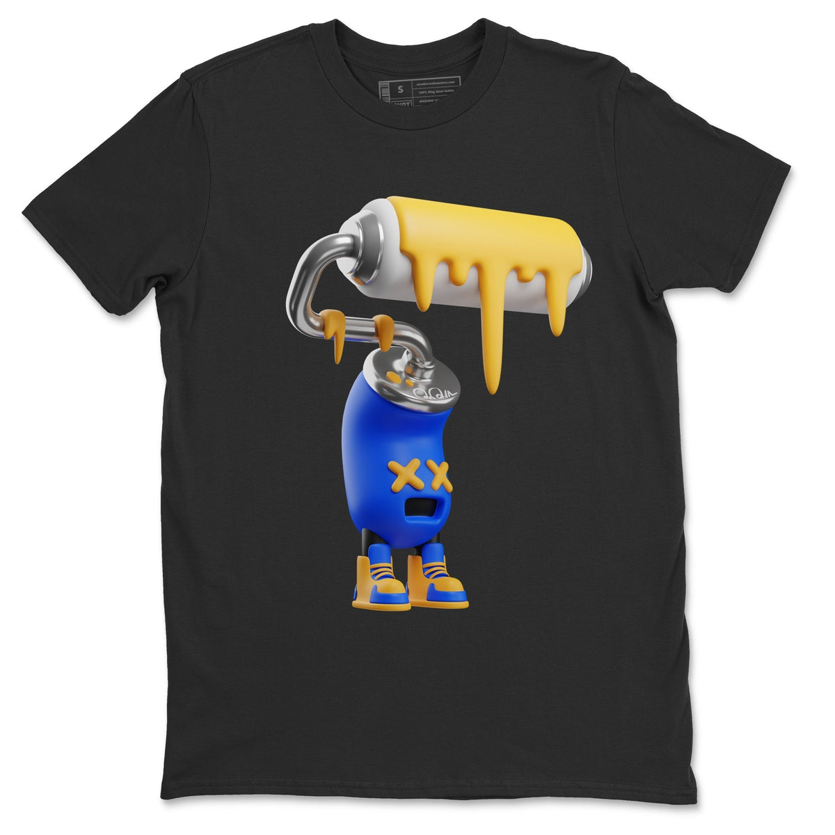 Jordan 1 Game Royal Varsity Maize Sneaker Matching T-Shirt 3D Paint Roller Sneaker Tees Jordan 1 Game Royal Varsity Maize Sneaker Release Tees Crew Neck Tees