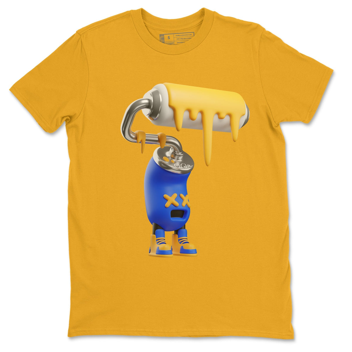 Jordan 1 Game Royal Varsity Maize Sneaker Matching T-Shirt 3D Paint Roller Sneaker Tees Jordan 1 Game Royal Varsity Maize Sneaker Release Tees Crew Neck Tees