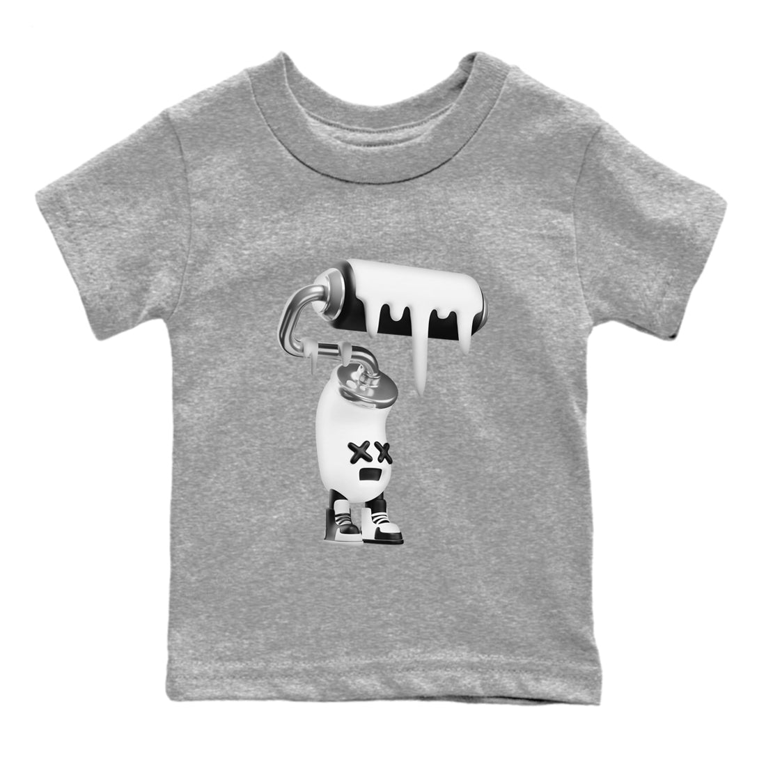 Air Jordan 1 Homage Shirt To Match Jordans 3D Paint Roller Sneaker Tees AJ1 Homage Drip Gear Zone Sneaker Matching Clothing Kids Shirts Heather Grey 2