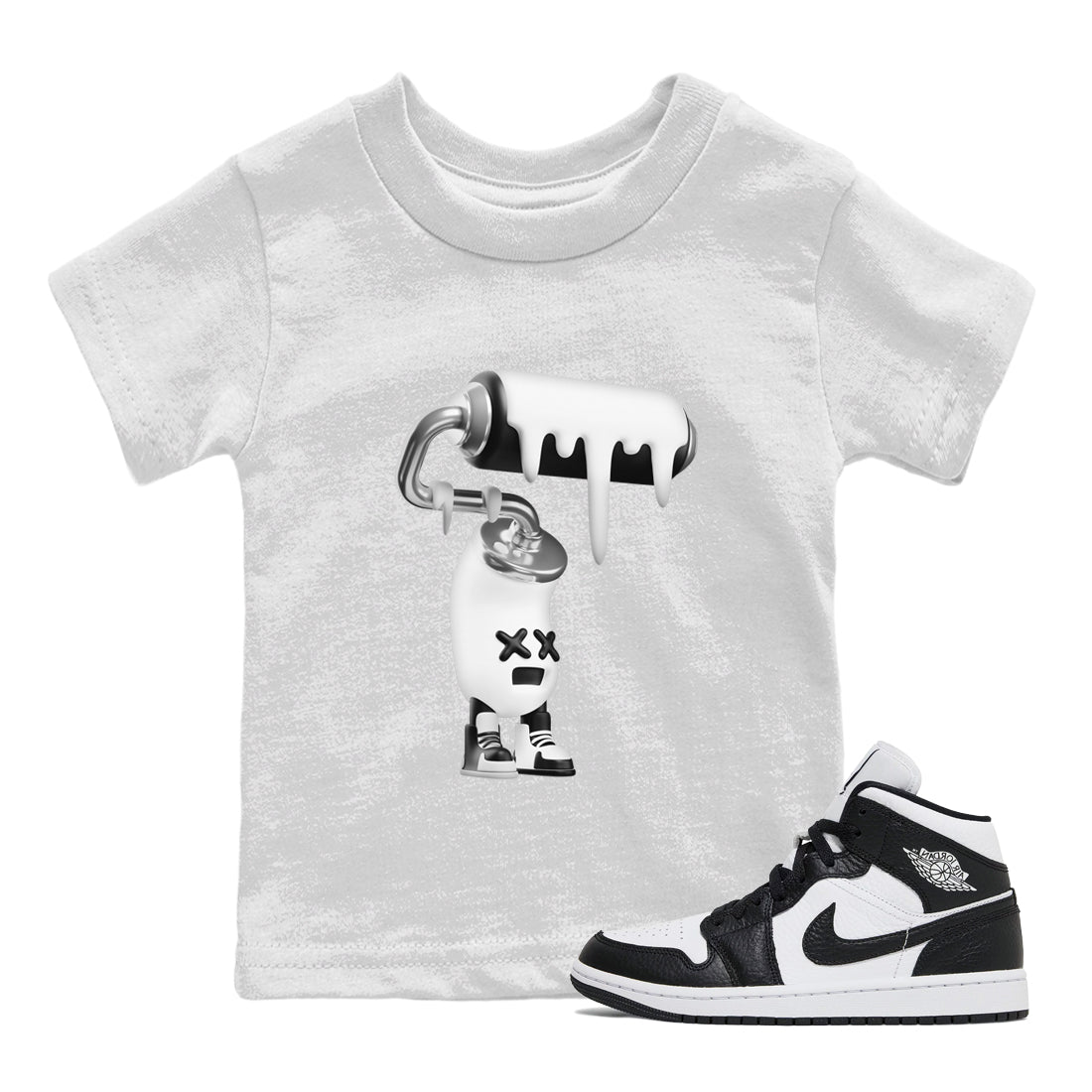 Air Jordan 1 Homage Shirt To Match Jordans 3D Paint Roller Sneaker Tees AJ1 Homage Drip Gear Zone Sneaker Matching Clothing Kids Shirts White 1