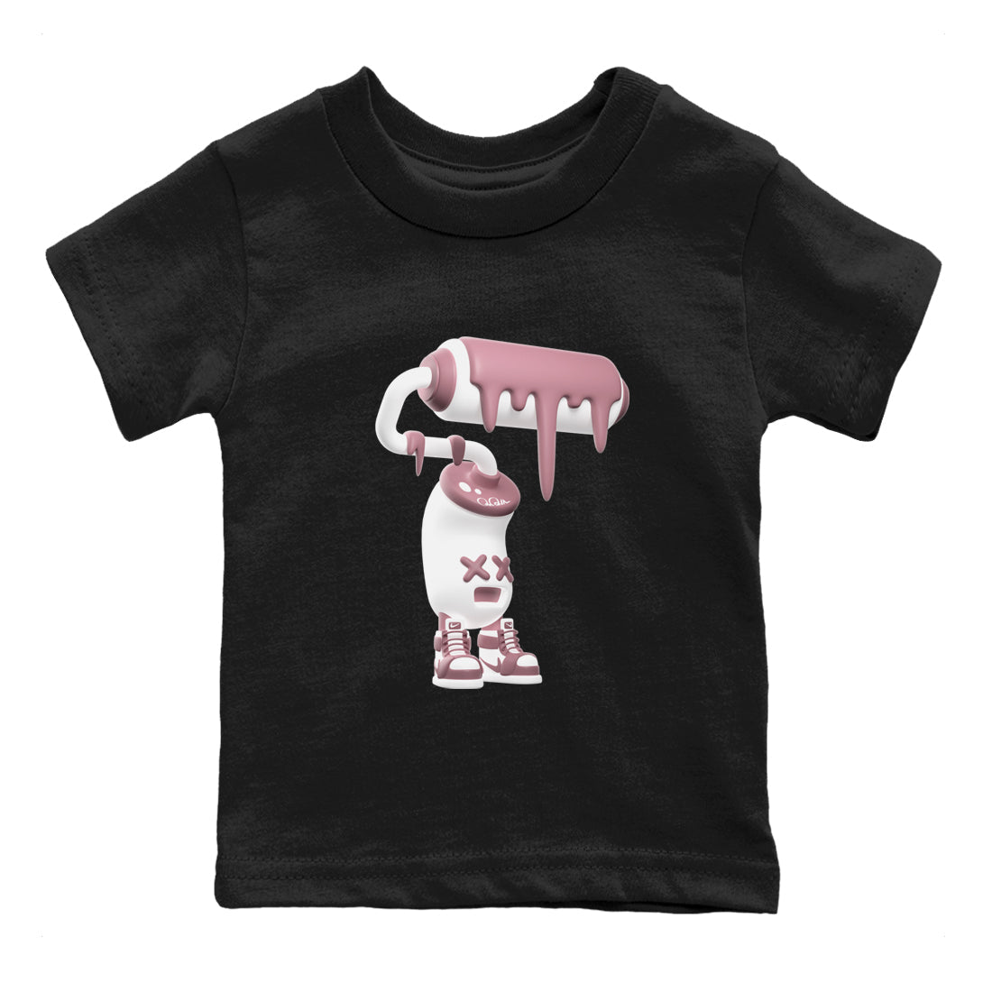 Air Jordan 1 Mauve shirt to match jordans 3D Paint Roller crew neck streetwear t-shirt AJ1Mauve Drip Gear Zone Baby Toddler Black 2 Sneaker Matching Tee