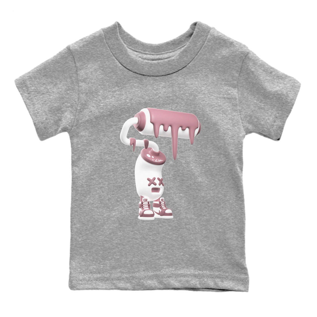 Air Jordan 1 Mauve shirt to match jordans 3D Paint Roller crew neck streetwear t-shirt AJ1Mauve Drip Gear Zone Baby Toddler Heather Grey 2 Sneaker Matching Tee