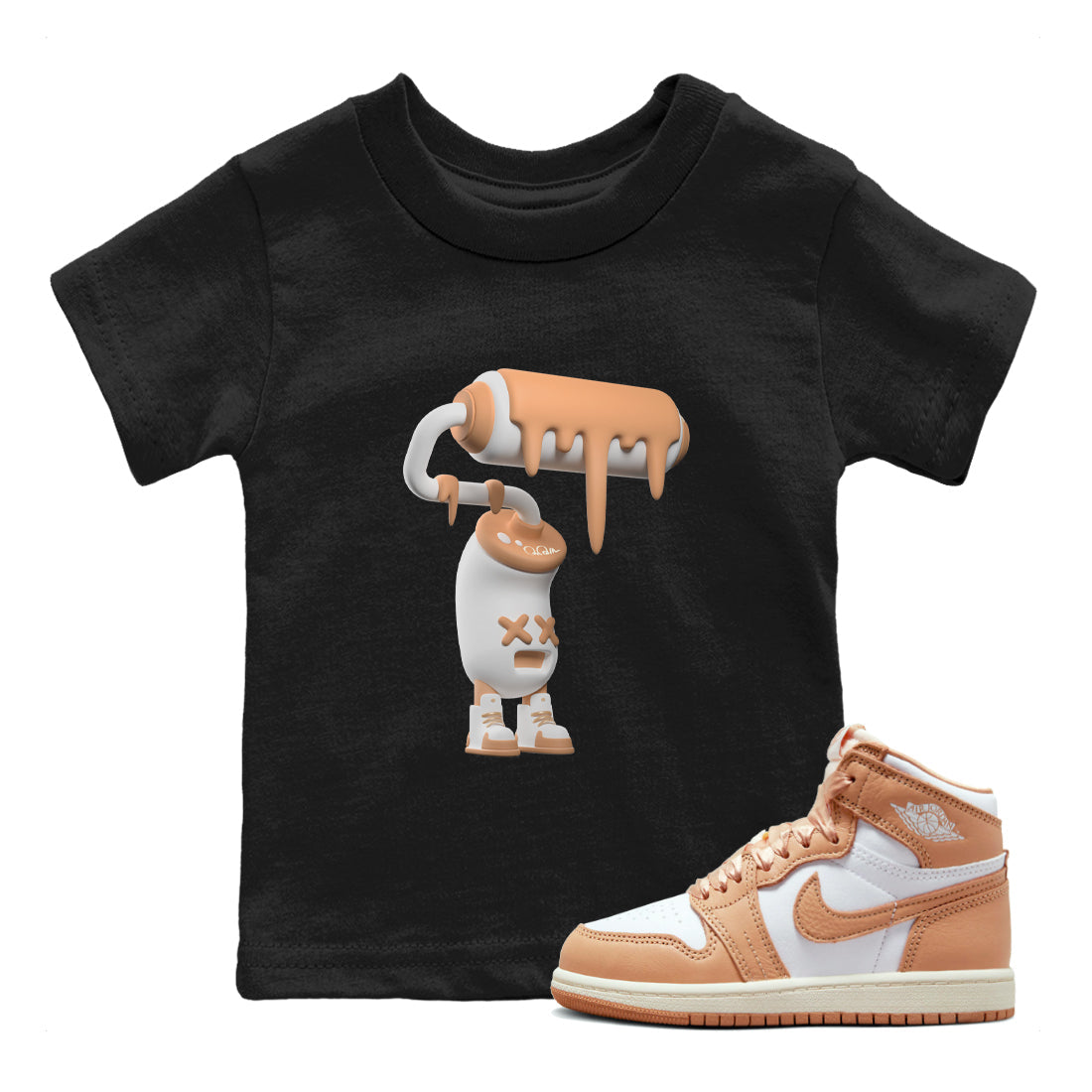 Air Jordan 1 Praline shirt to match jordans 3D Paint Roller Streetwear Sneaker Shirt AJ1Praline Drip Gear Zone Sneaker Matching Clothing Baby Toddler Black 1 T-Shirt