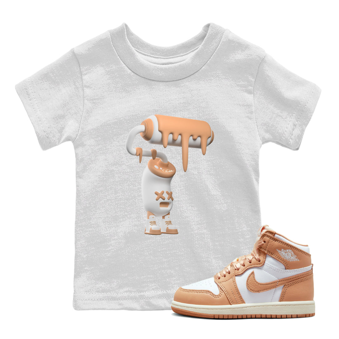 Air Jordan 1 Praline shirt to match jordans 3D Paint Roller Streetwear Sneaker Shirt AJ1Praline Drip Gear Zone Sneaker Matching Clothing Baby Toddler White 1 T-Shirt