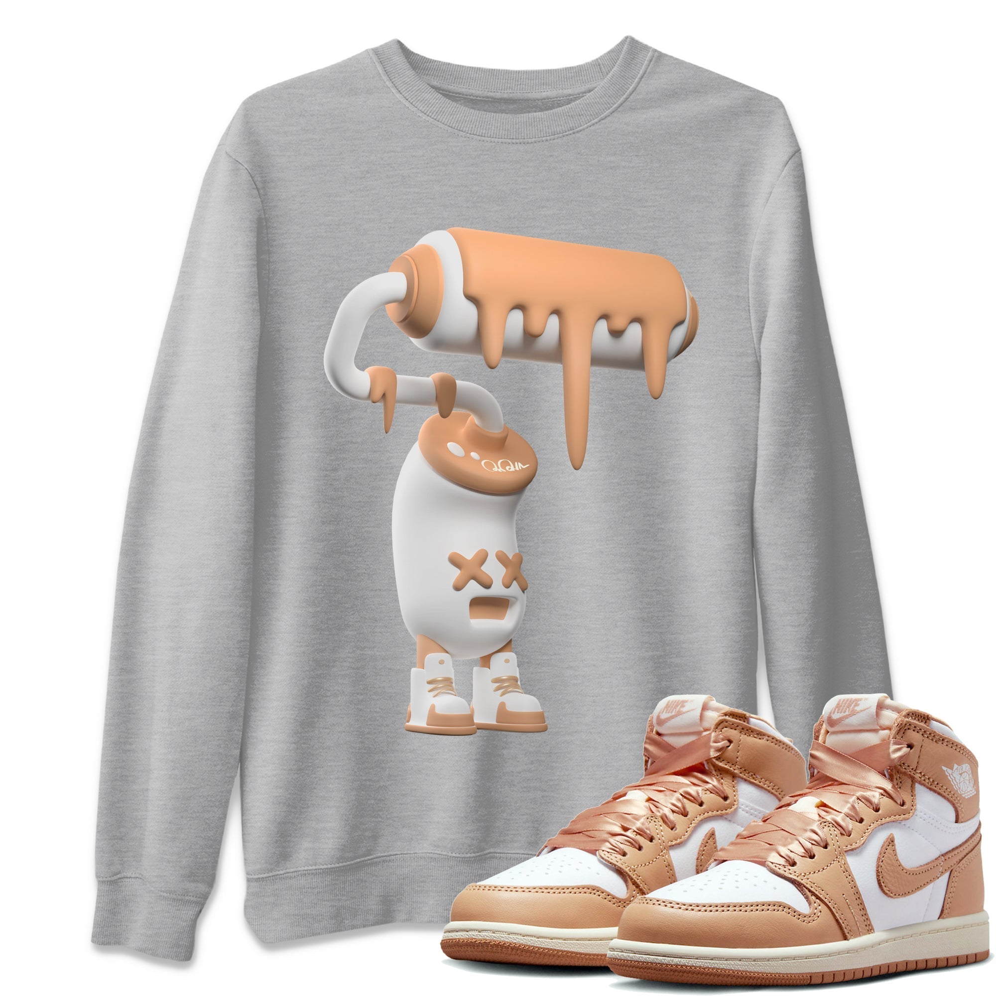 Air Jordan 1 Praline shirt to match jordans 3D Paint Roller Streetwear Sneaker Shirt AJ1Praline Drip Gear Zone Sneaker Matching Clothing Unisex Heather Grey 1 T-Shirt