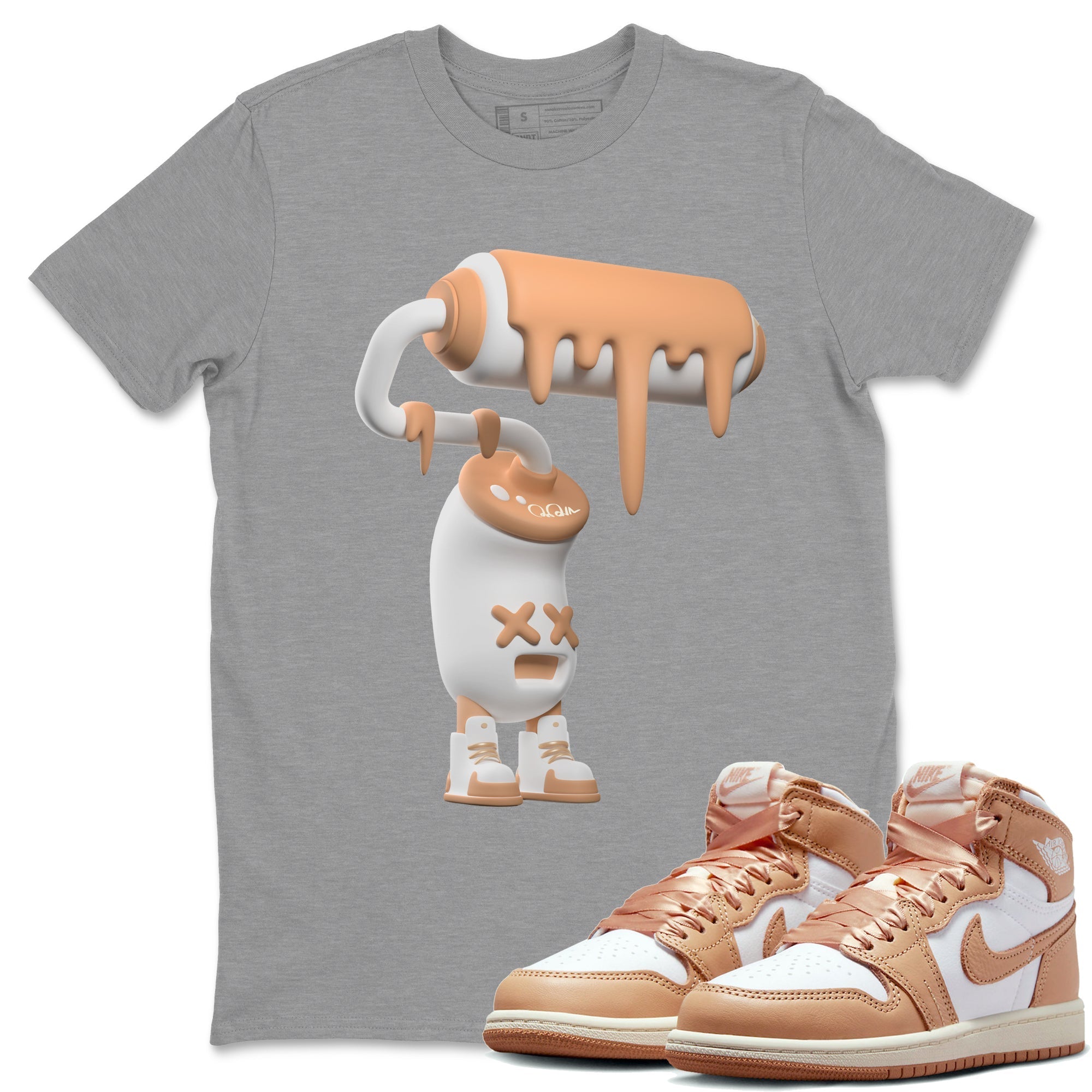 Air Jordan 1 Praline shirt to match jordans 3D Paint Roller Streetwear Sneaker Shirt AJ1Praline Drip Gear Zone Sneaker Matching Clothing Unisex Heather Grey 1 T-Shirt