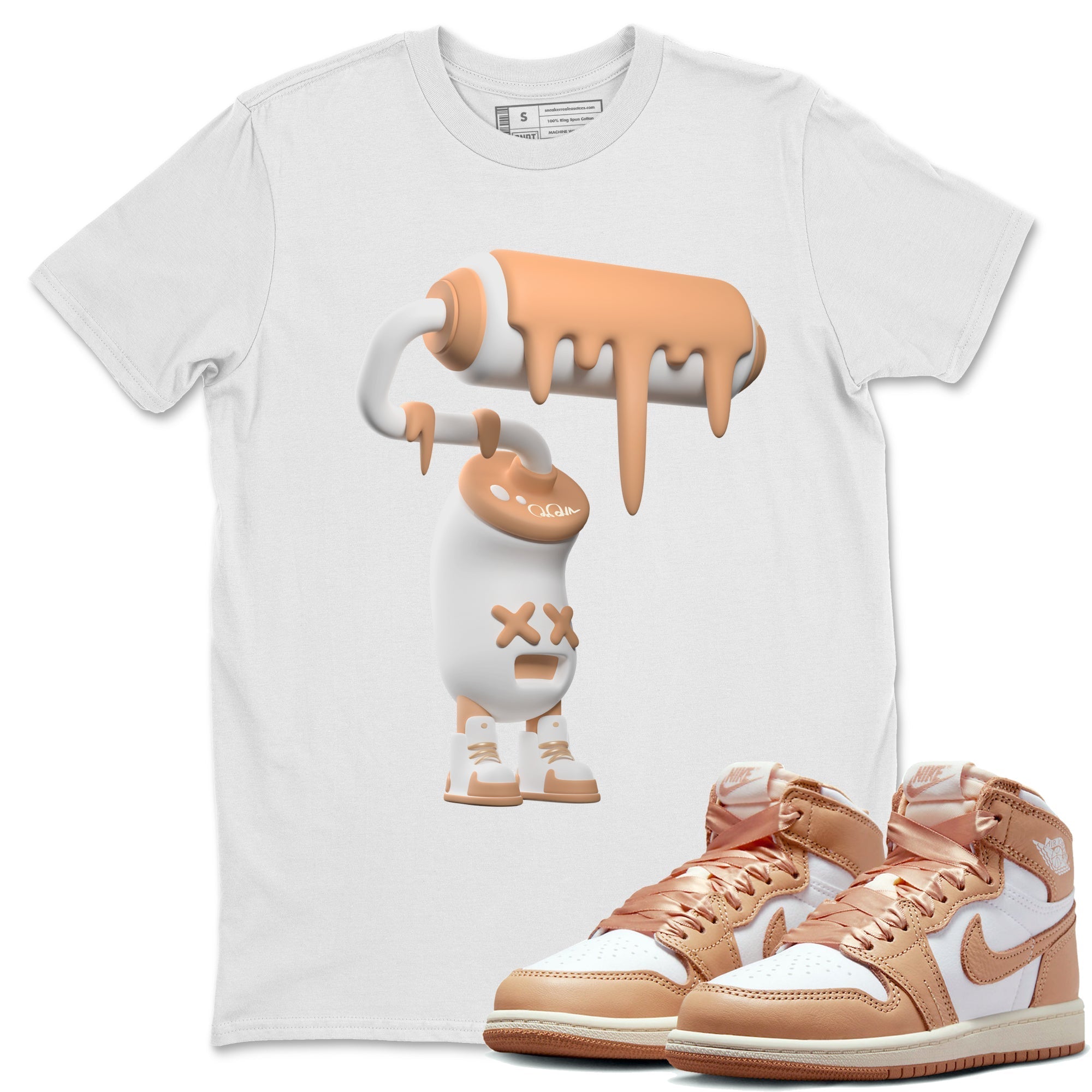 Air Jordan 1 Praline shirt to match jordans 3D Paint Roller Streetwear Sneaker Shirt AJ1Praline Drip Gear Zone Sneaker Matching Clothing Unisex White 1 T-Shirt