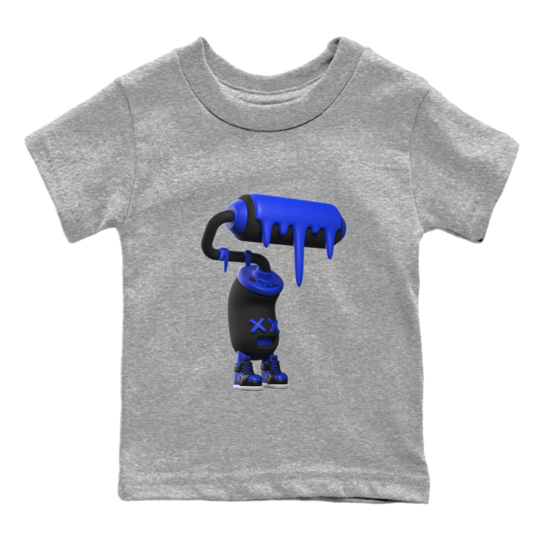Air Jordan 1 Royal Reimagined shirt to match jordans 3D Paint Roller sneaker tees AJ1 OG HIGH Royal Reimagined Drip Gear Zone Kids Baby Toddler sneaker shirts Heather Grey 2 T-Shirt