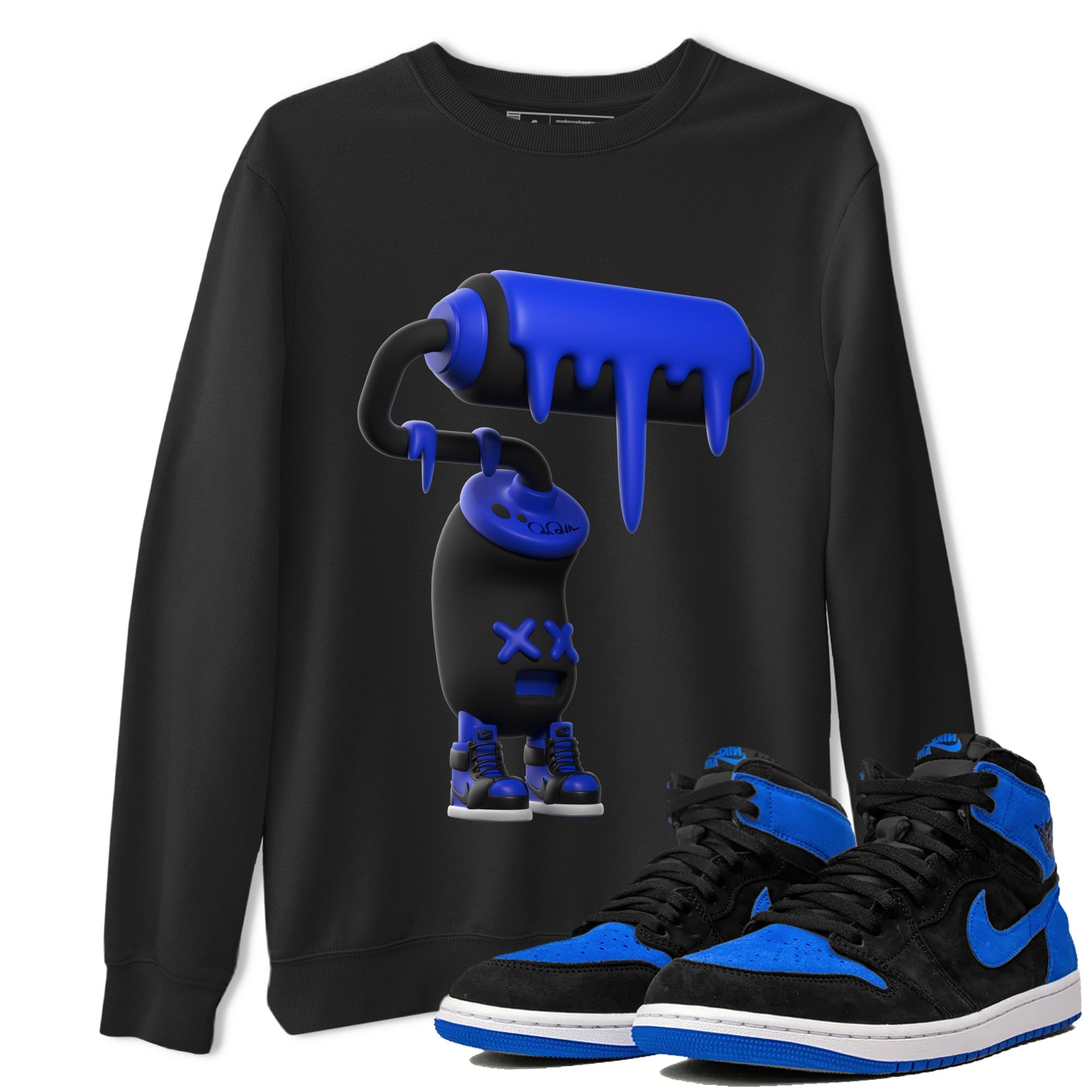 Air Jordan 1 Royal Reimagined shirt to match jordans 3D Paint Roller sneaker tees AJ1 OG HIGH Royal Reimagined Drip Gear Zone Unisex Sneaker Tees and Sneaker Match T-Shirt Black 1 T-Shirt
