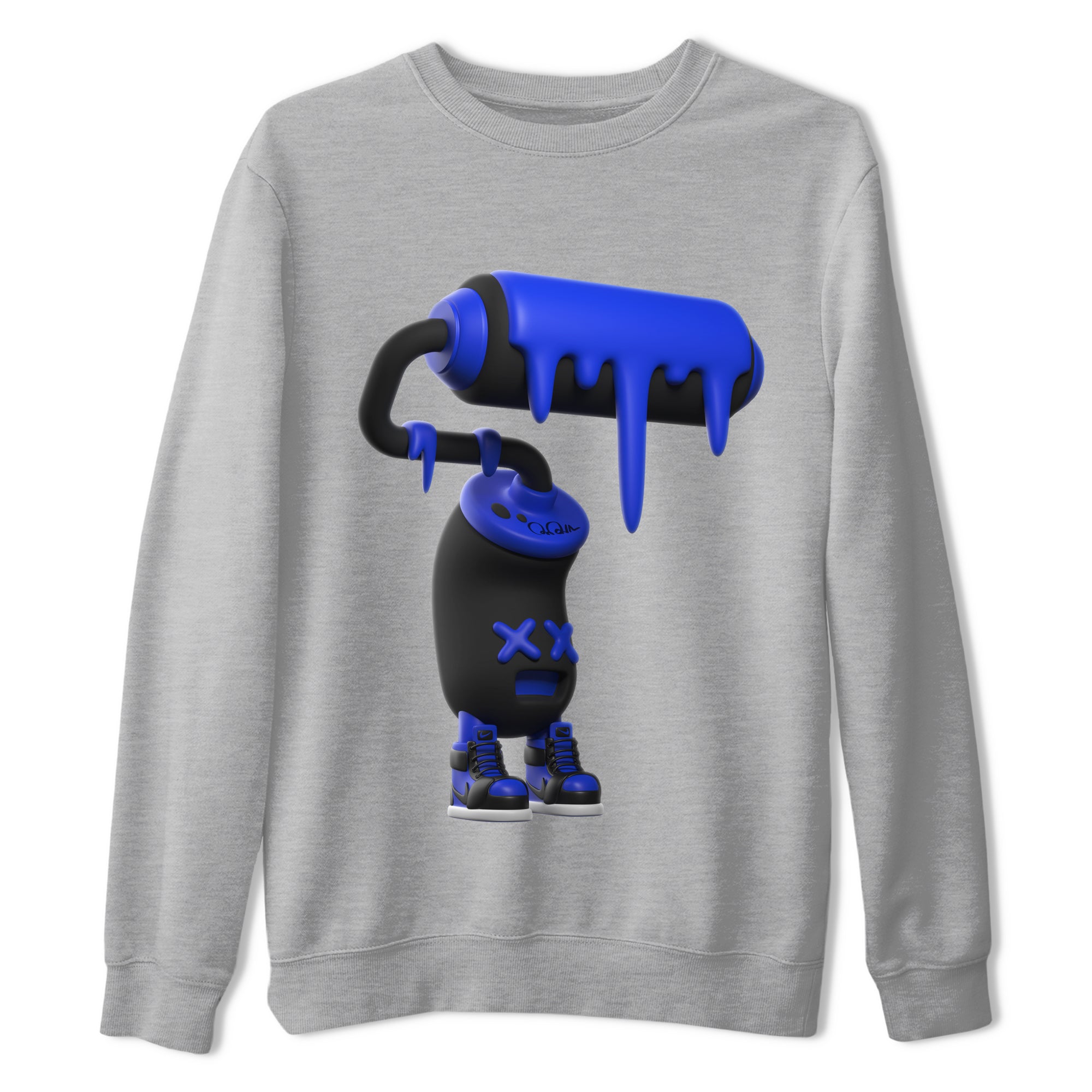 Air Jordan 1 Royal Reimagined shirt to match jordans 3D Paint Roller sneaker tees AJ1 OG HIGH Royal Reimagined Drip Gear Zone Unisex Sneaker Tees and Sneaker Match T-Shirt Heather Grey 2 T-Shirt