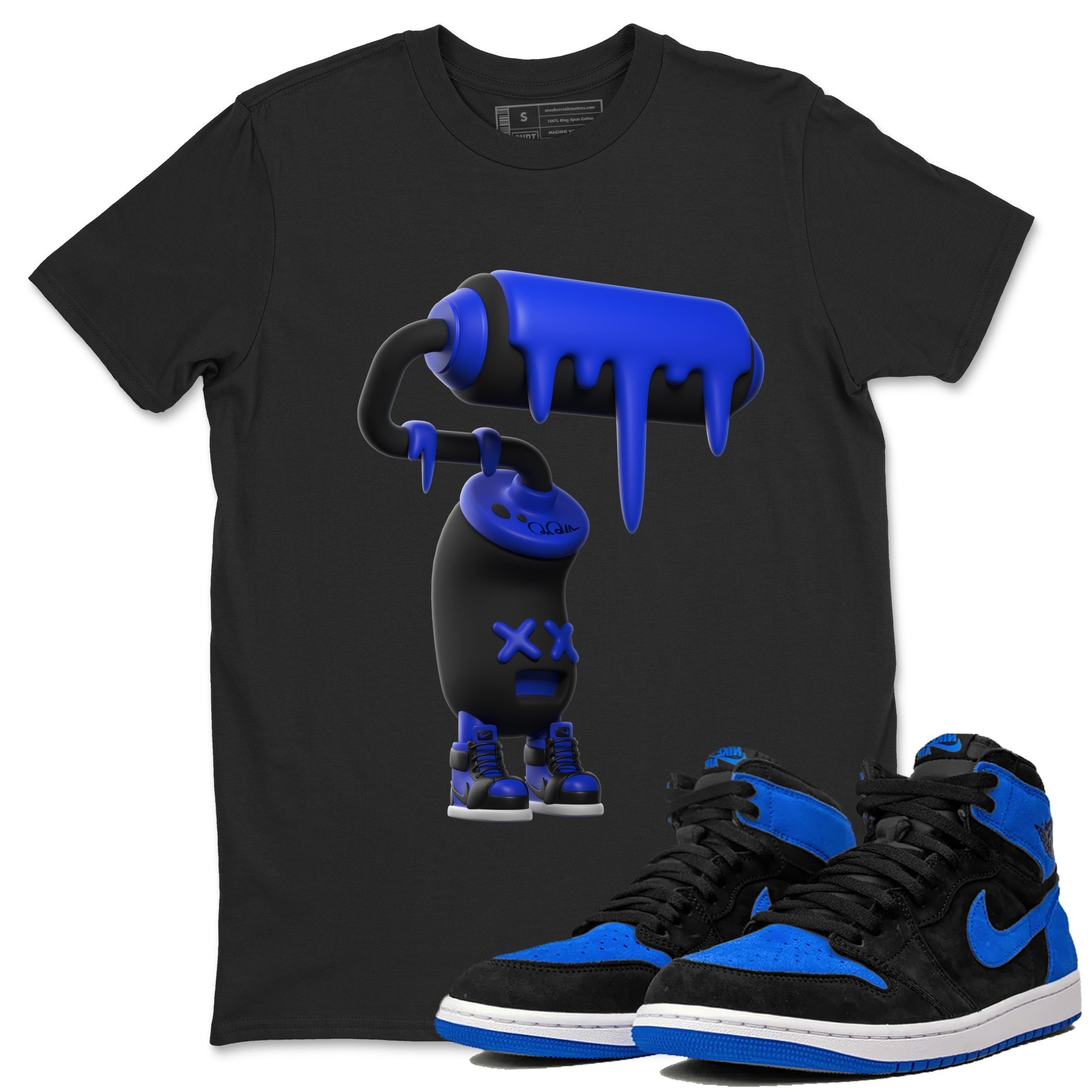 Air Jordan 1 Royal Reimagined shirt to match jordans 3D Paint Roller sneaker tees AJ1 OG HIGH Royal Reimagined Drip Gear Zone Unisex Sneaker Tees and Sneaker Match T-Shirt Black 1 T-Shirt