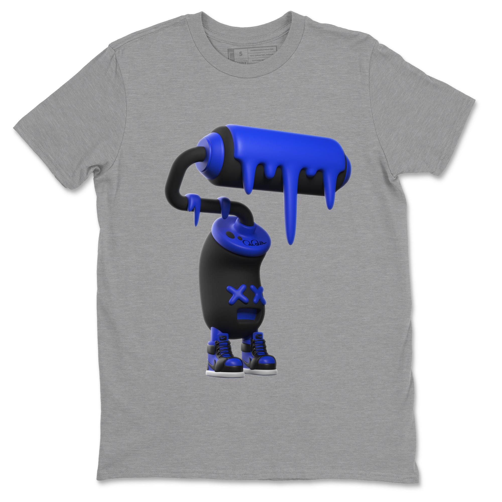 Air Jordan 1 Royal Reimagined shirt to match jordans 3D Paint Roller sneaker tees AJ1 OG HIGH Royal Reimagined Drip Gear Zone Unisex Sneaker Tees and Sneaker Match T-Shirt Heather Grey 2 T-Shirt