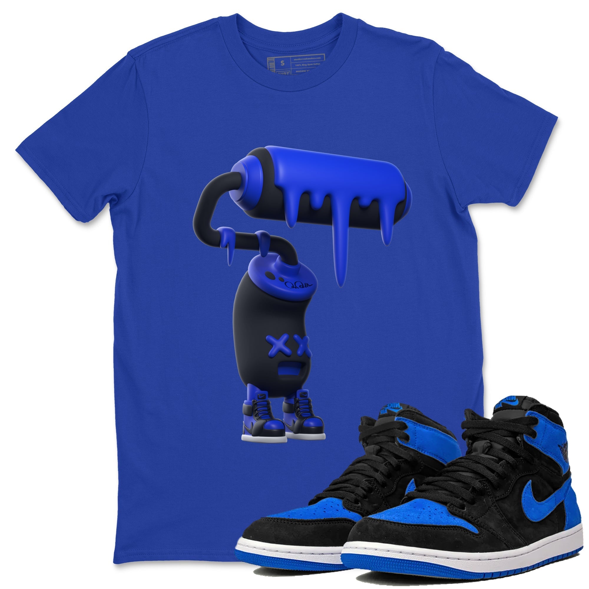 Air Jordan 1 Royal Reimagined shirt to match jordans 3D Paint Roller sneaker tees AJ1 OG HIGH Royal Reimagined Drip Gear Zone Unisex Sneaker Tees and Sneaker Match T-Shirt Royal Blue 1 T-Shirt